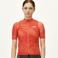 Womens Mechanism Stow Away Gilet - AOP Hibiscus Orange