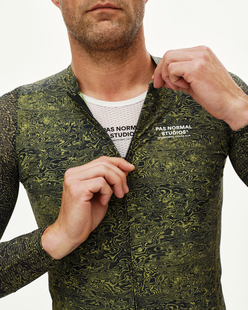 Essential Light Long Sleeve Jersey - AOP Grain Dark Lime