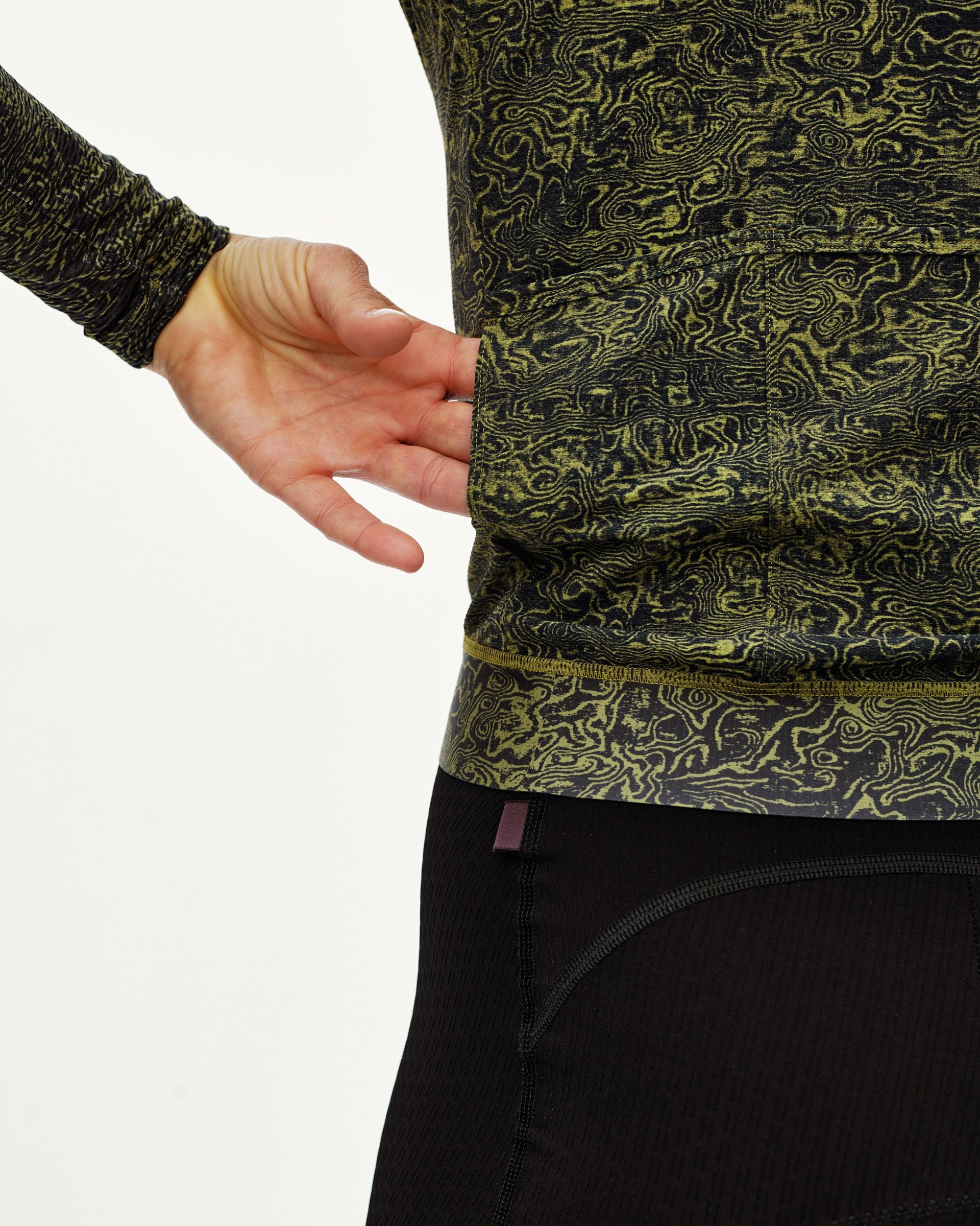 Women's Essential Light Long Sleeve Jersey - AOP Grain Dark Lime