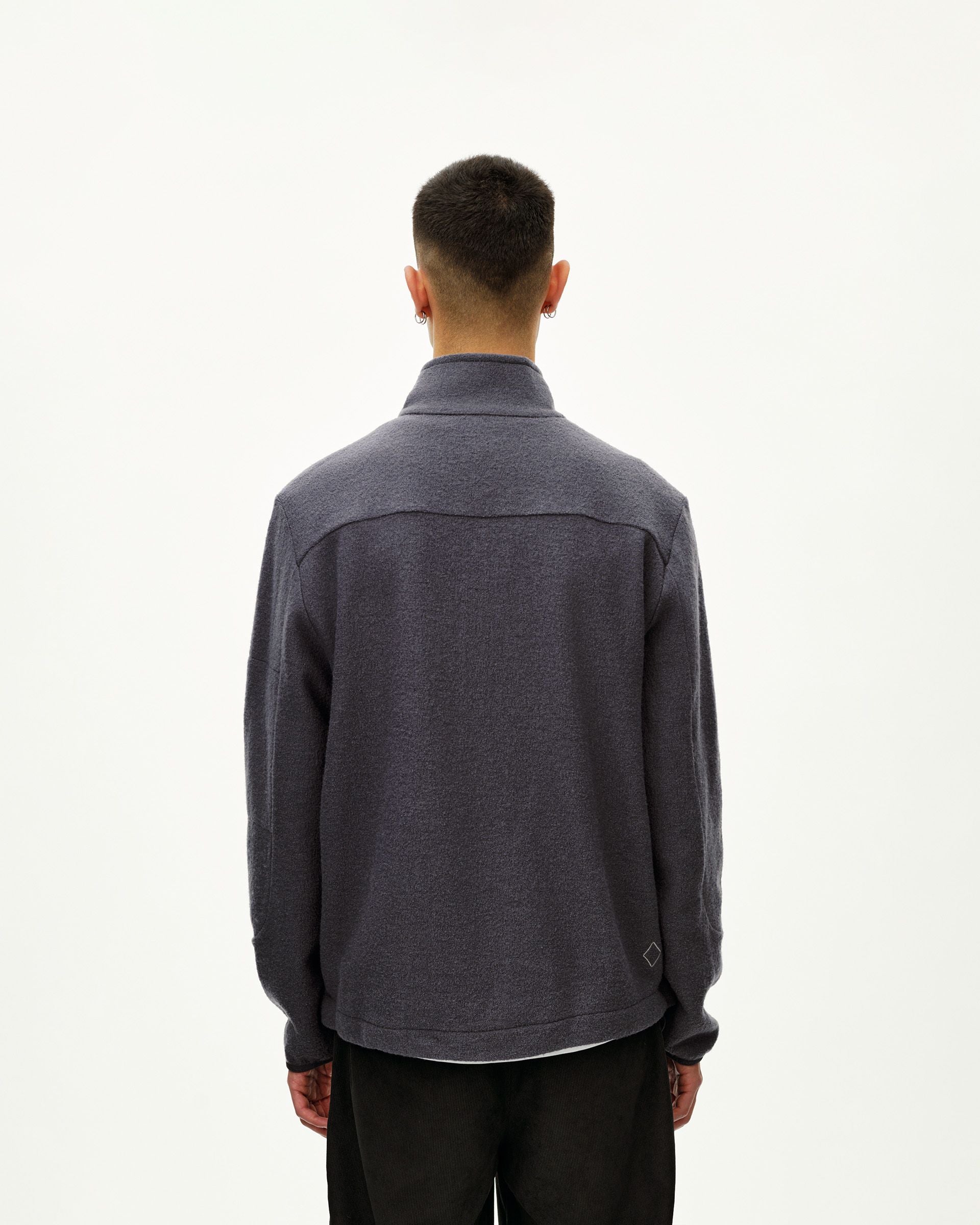 Off-Race Boiled Wool Half-Zip - Steel