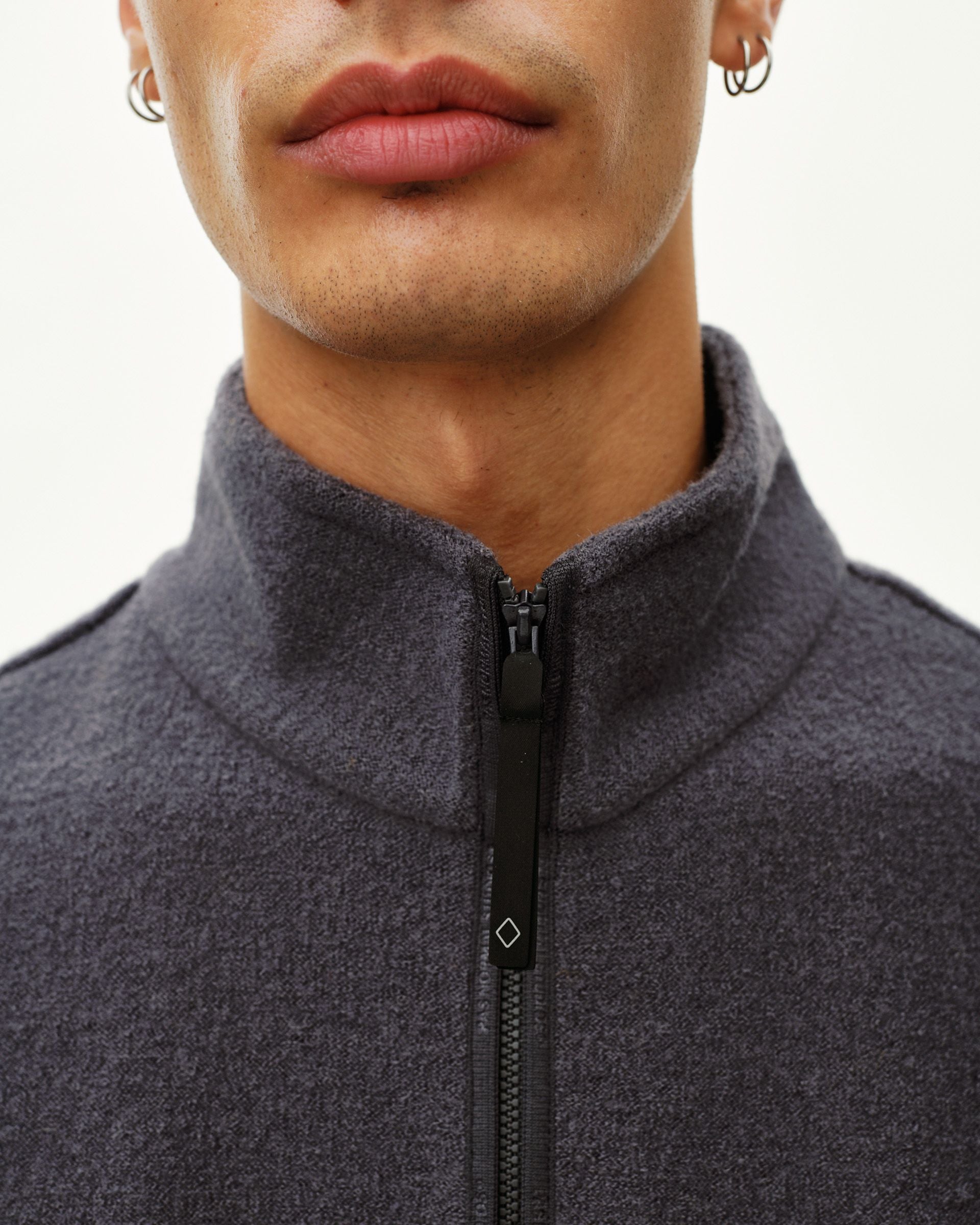 Off-Race Boiled Wool Half-Zip - Steel