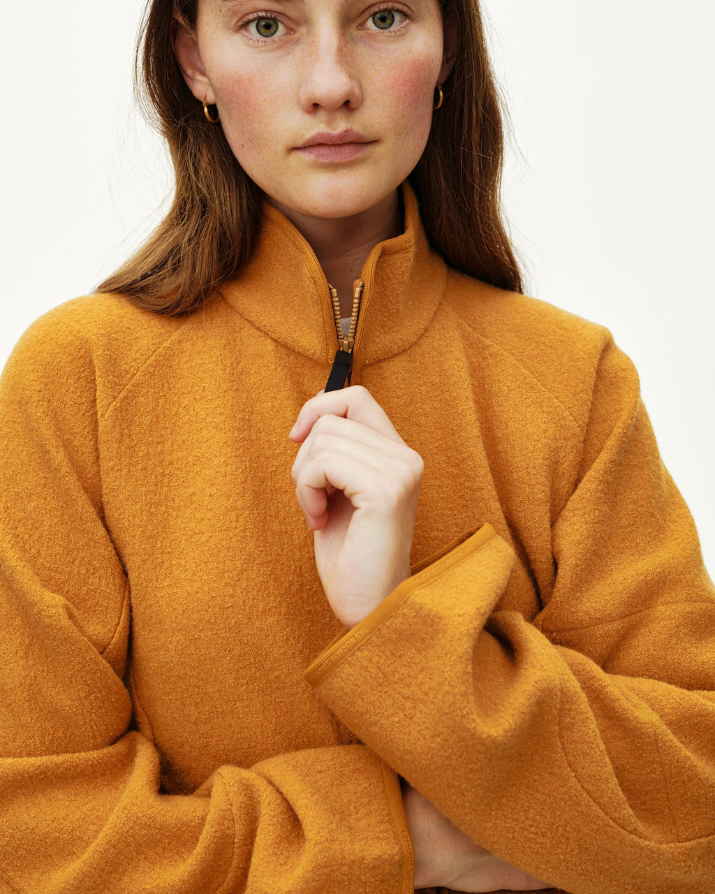 Womens Off-Race Boiled Wool Jacket - Ochre