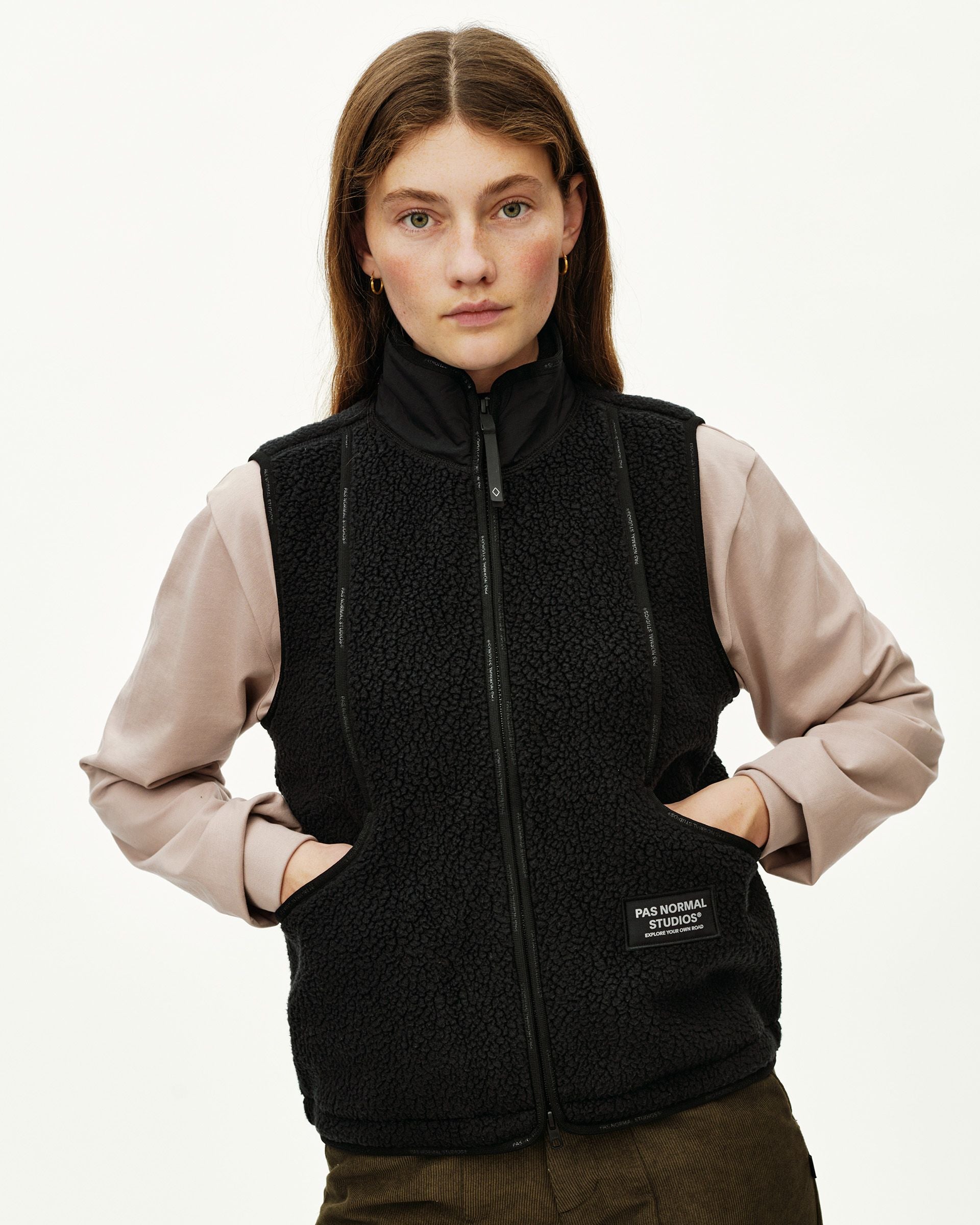 Womens Off-Race Pile Fleece Vest - Black