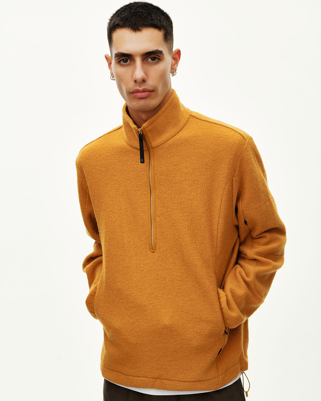 Off-Race Boiled Wool Half-Zip - Ochre