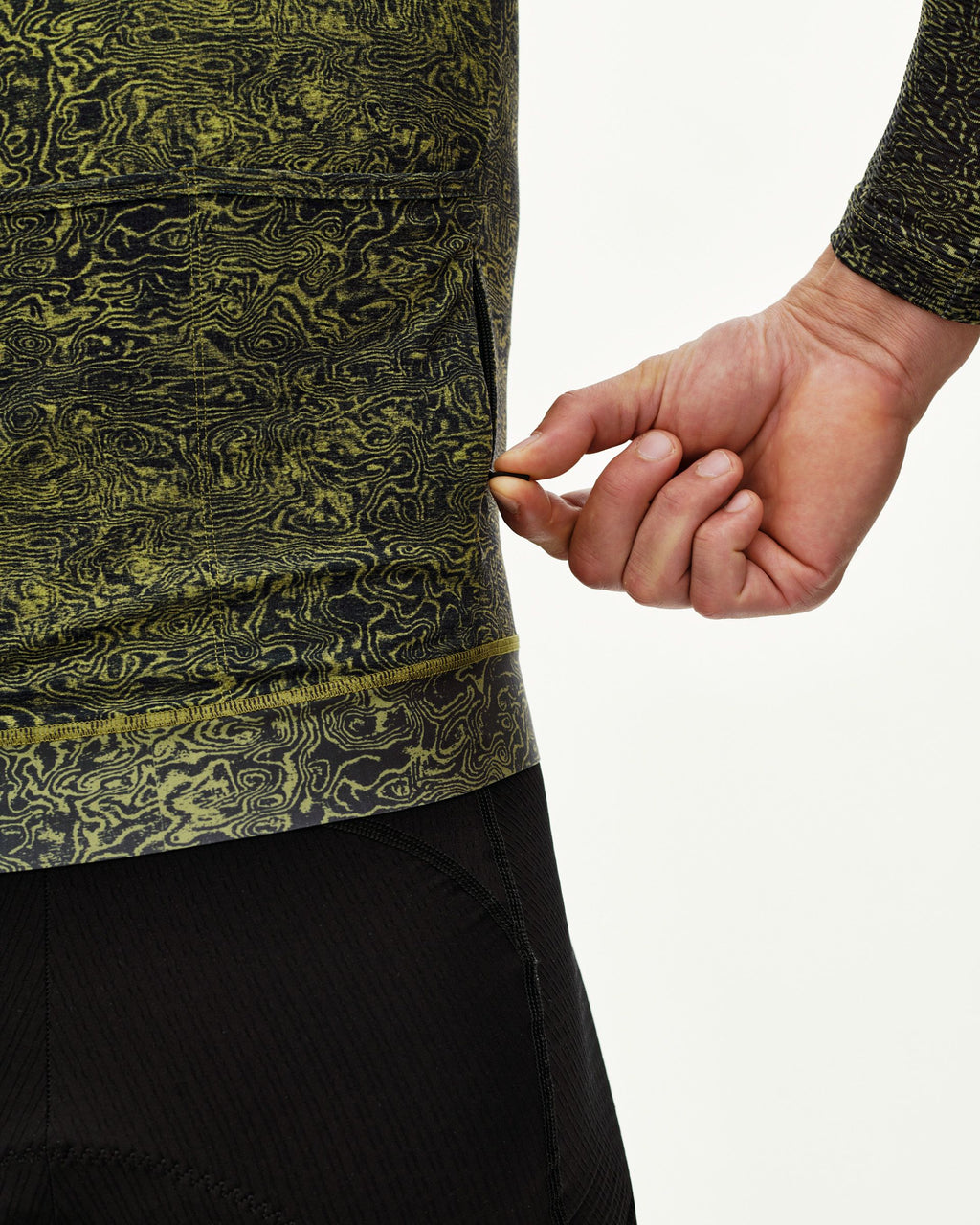 Essential Light Long Sleeve Jersey - AOP Grain Dark Lime