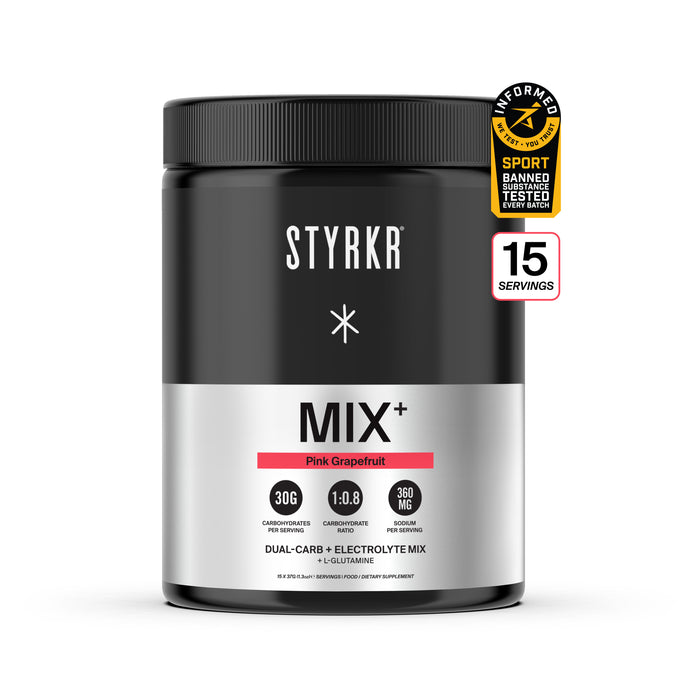 Styrkr MIX+ Pink Grapefruit: Dual-Carb & Electrolyte Mix 556g