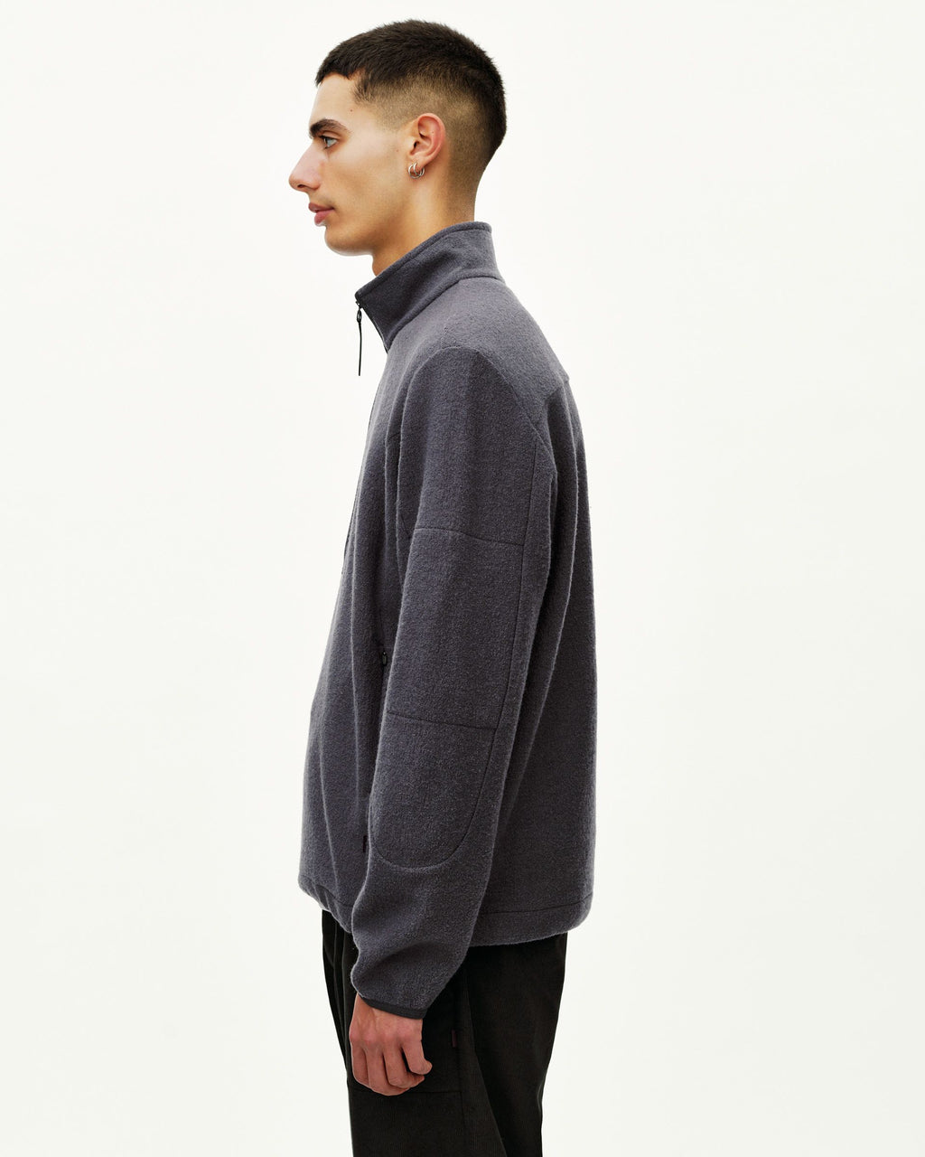 Off-Race Boiled Wool Half-Zip - Steel
