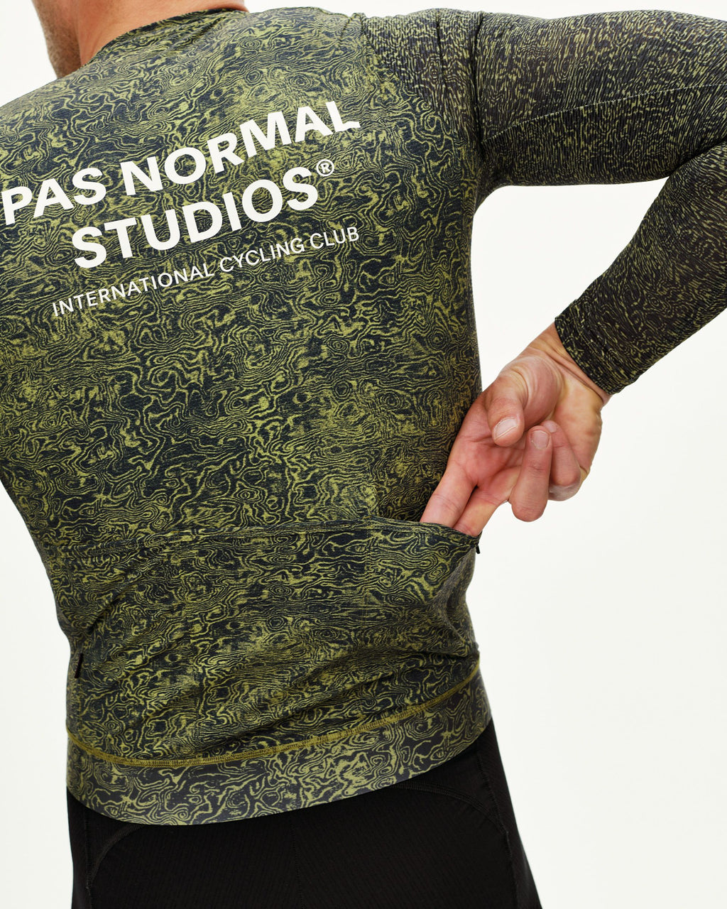 Essential Light Long Sleeve Jersey - AOP Grain Dark Lime