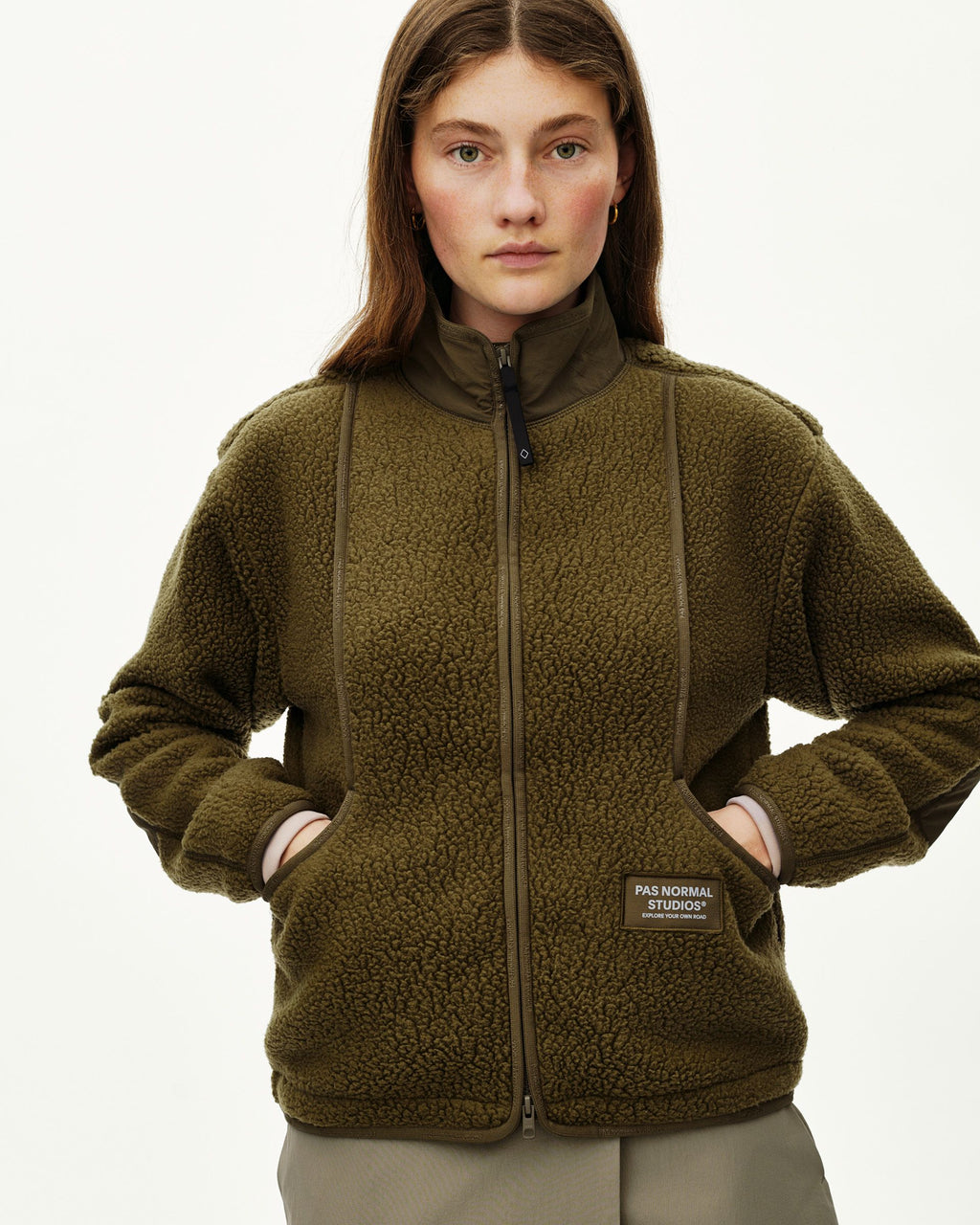 Womens Off-Race Pile Fleece Jacket - Deep Olive