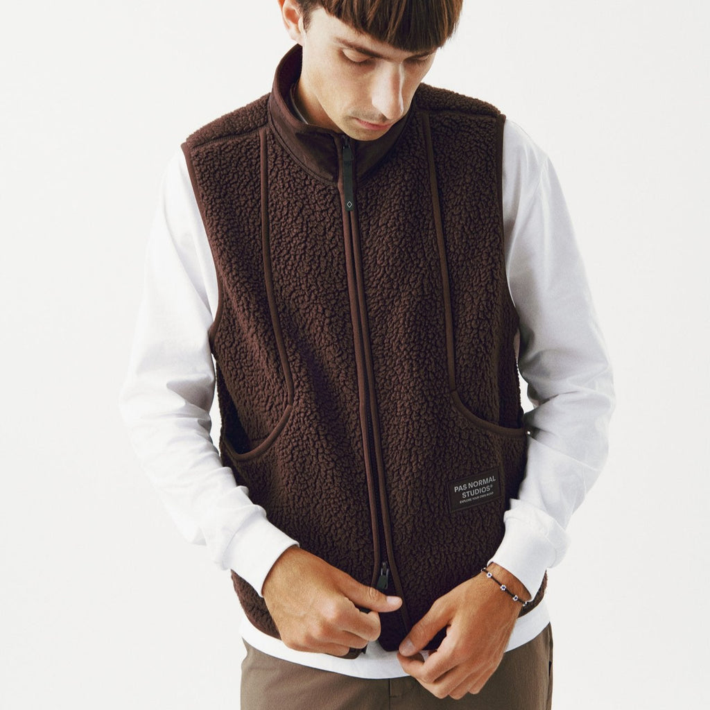 Pas Normal Studios Men's Off-Race Pile Fleece Vest - Light Brown
