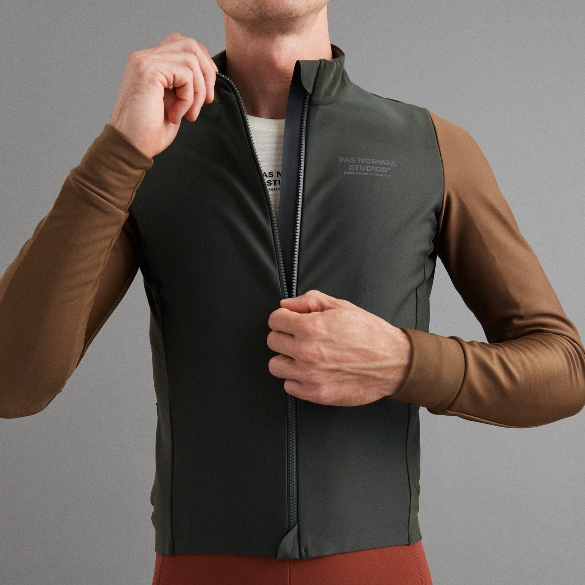 Pas Normal Studios Men's Mechanism Thermal Long Sleeve Jersey - Dark Olive / Army Brown