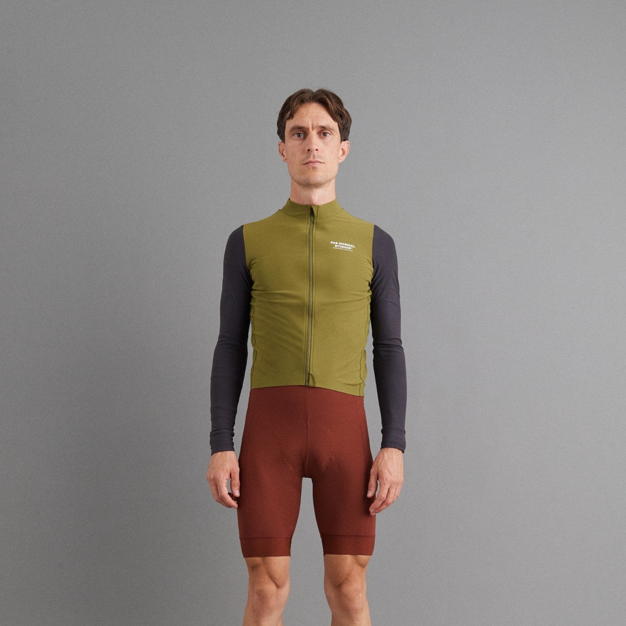 Pas Normal Studios Men's Mechanism Long Sleeve Jersey - Deep Grey / Green