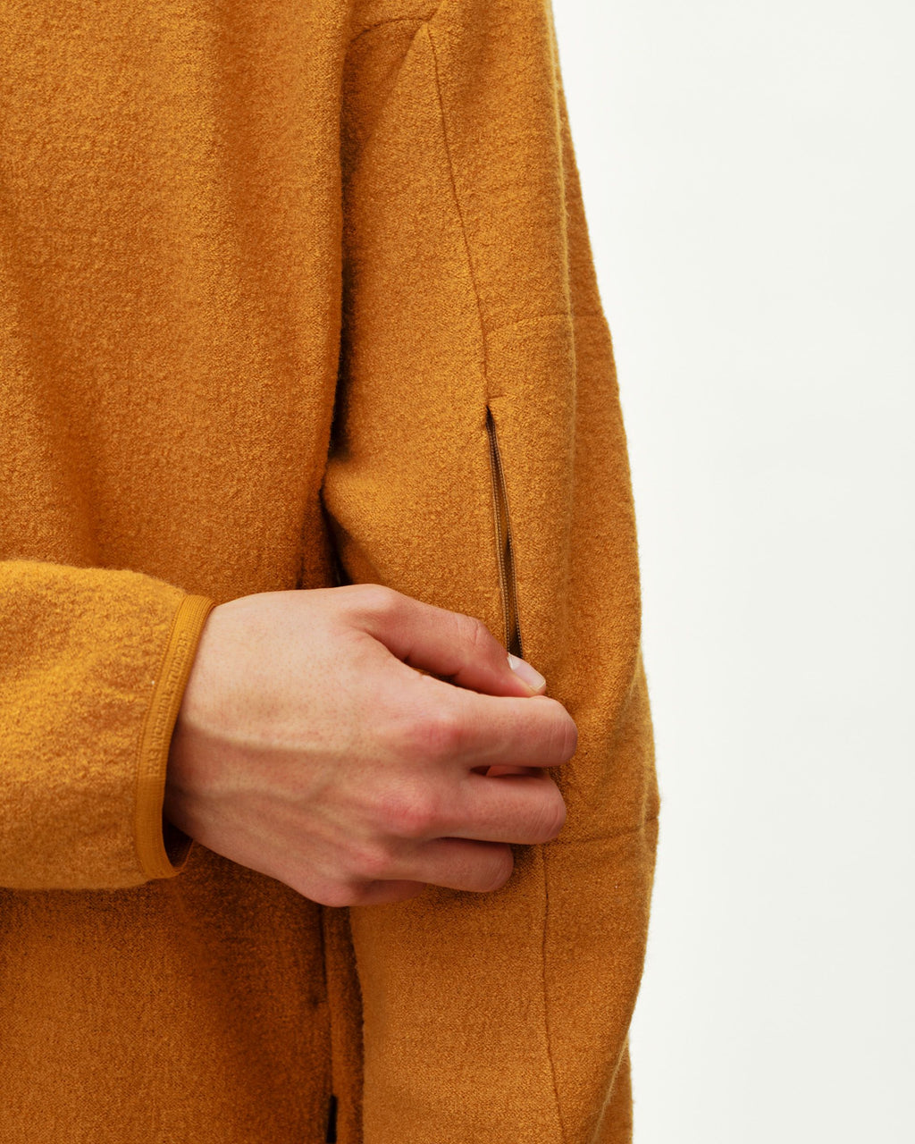 Off-Race Boiled Wool Half-Zip - Ochre