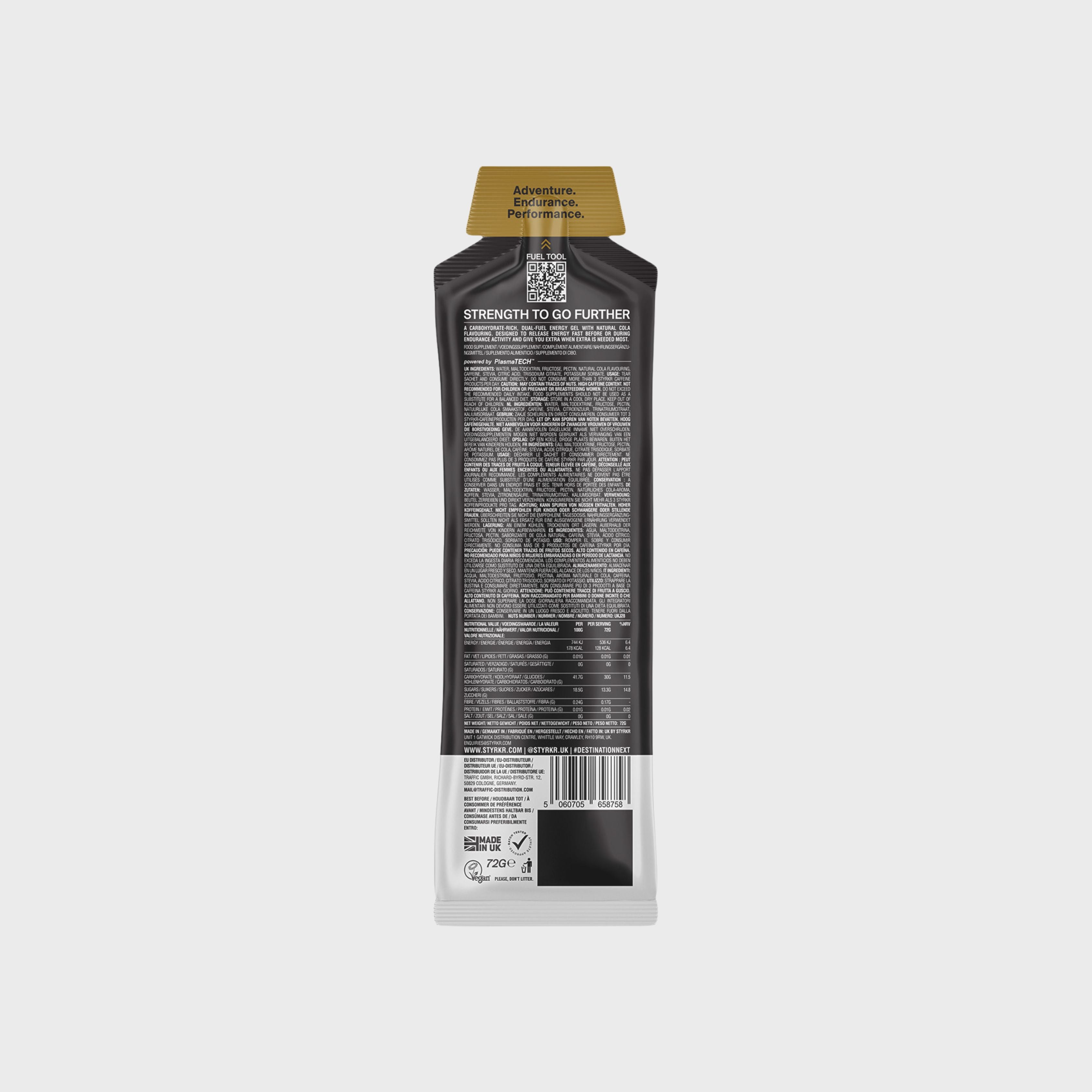 Styrkr GEL30 Caffeine Dual-Carb Energy Gel