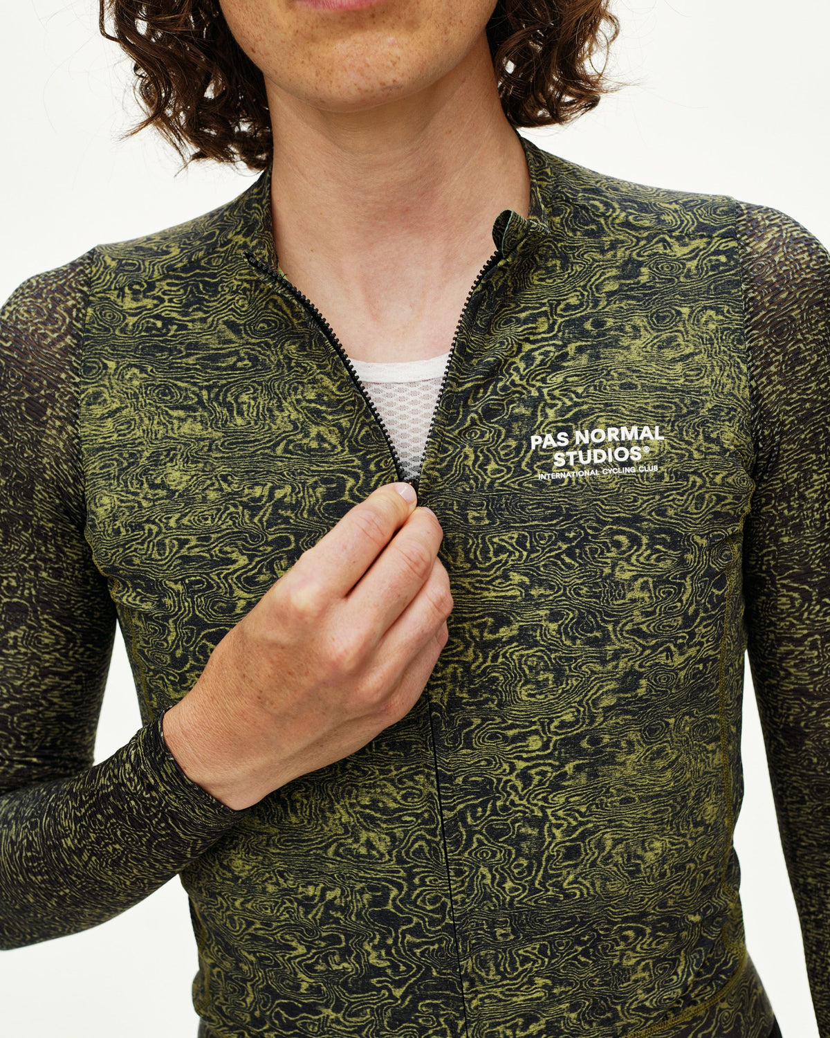 Women's Essential Light Long Sleeve Jersey - AOP Grain Dark Lime