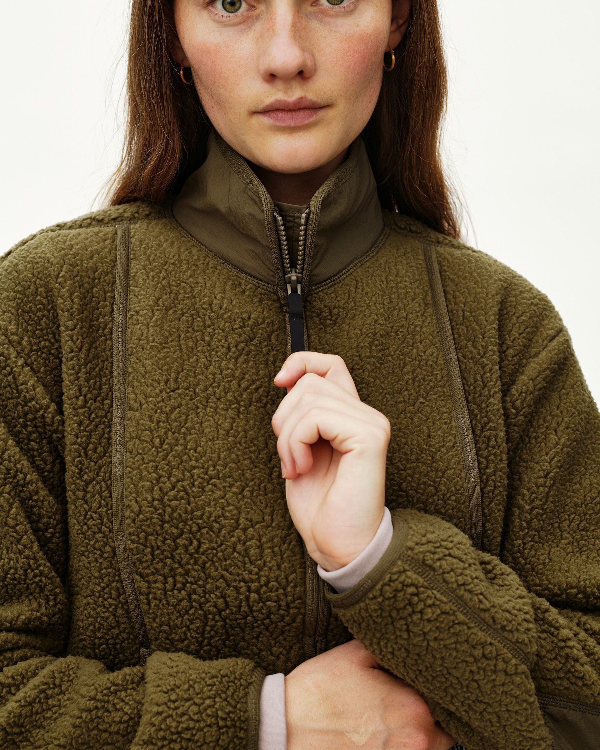 Womens Off-Race Pile Fleece Jacket - Deep Olive