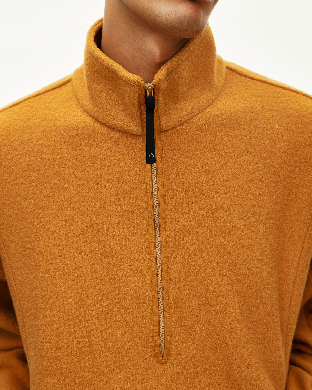Off-Race Boiled Wool Half-Zip - Ochre