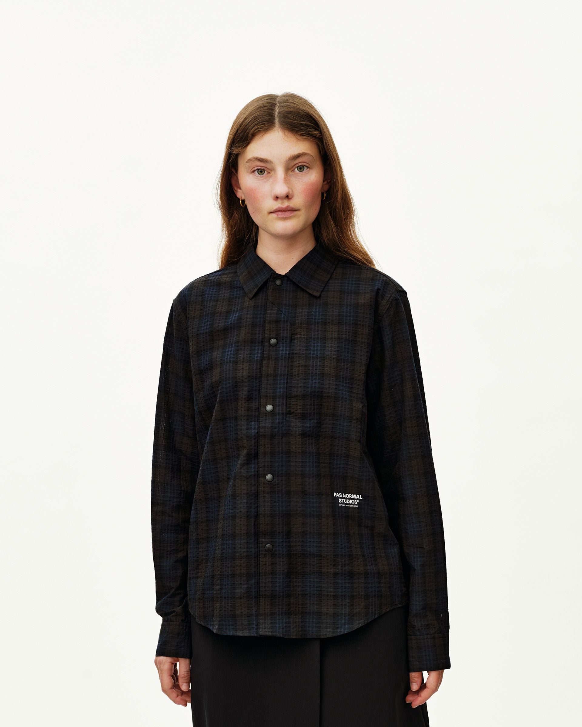 Off-Race Seersucker Shirt - Dark Navy