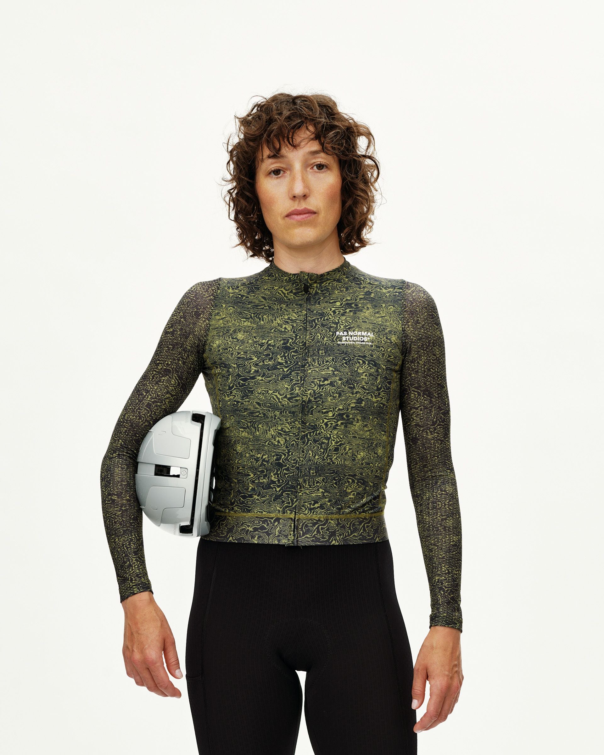 Women's Essential Light Long Sleeve Jersey - AOP Grain Dark Lime