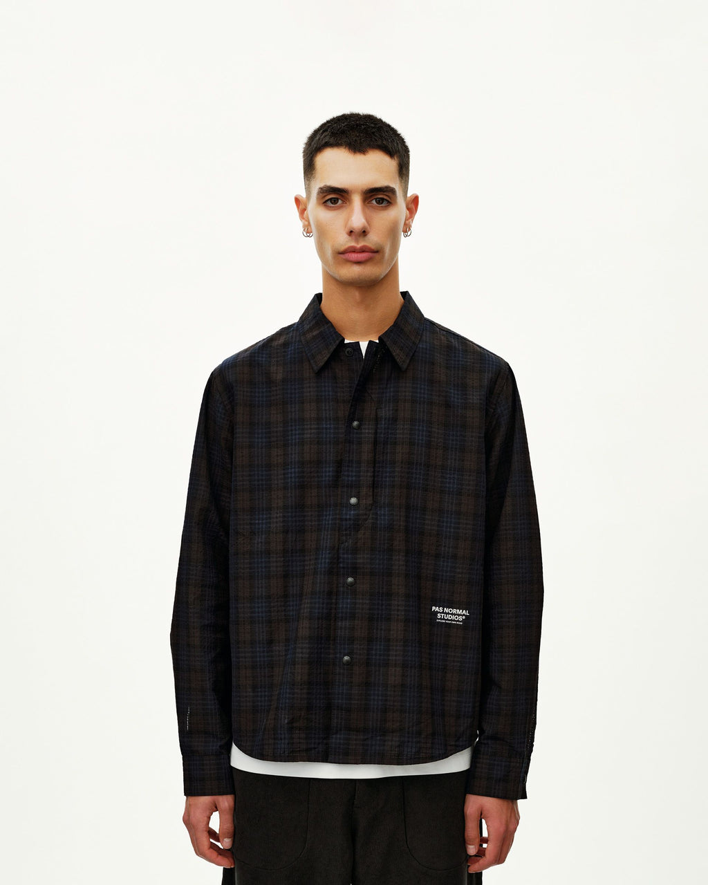 Off-Race Seersucker Shirt - Dark Navy