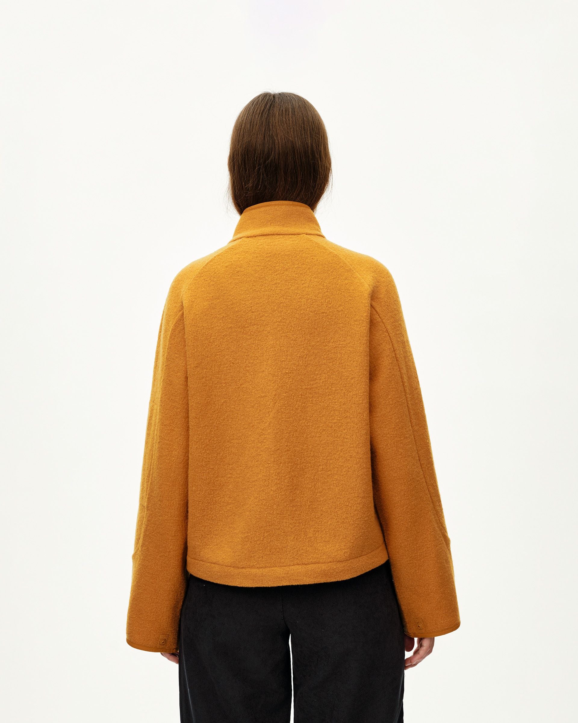 Womens Off-Race Boiled Wool Jacket - Ochre