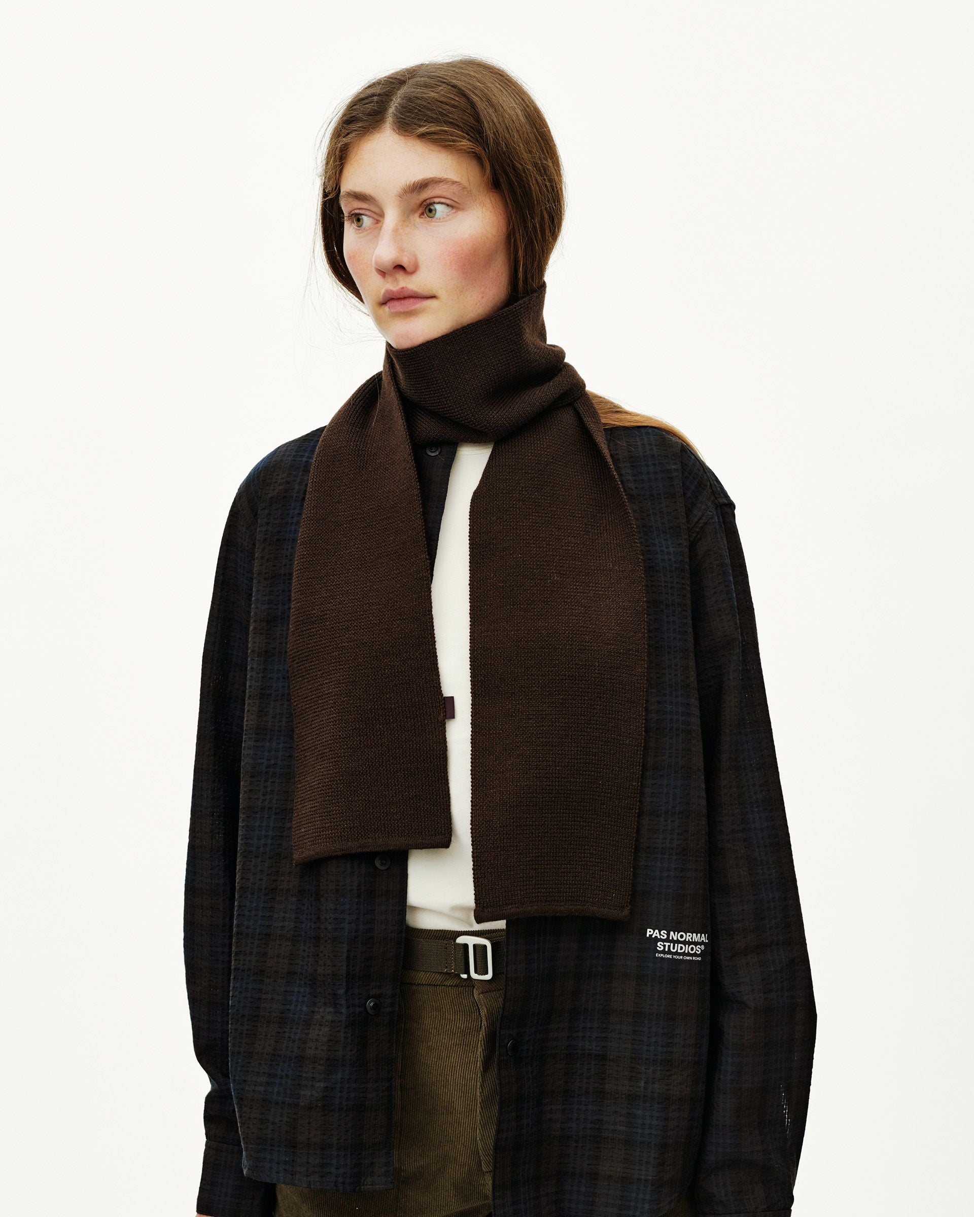 Off-Race Knit Scarf - Light Brown