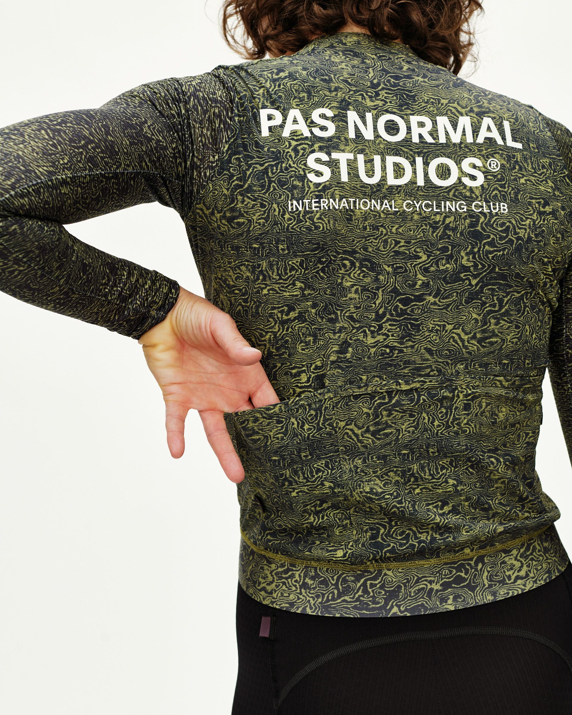Women's Essential Light Long Sleeve Jersey - AOP Grain Dark Lime