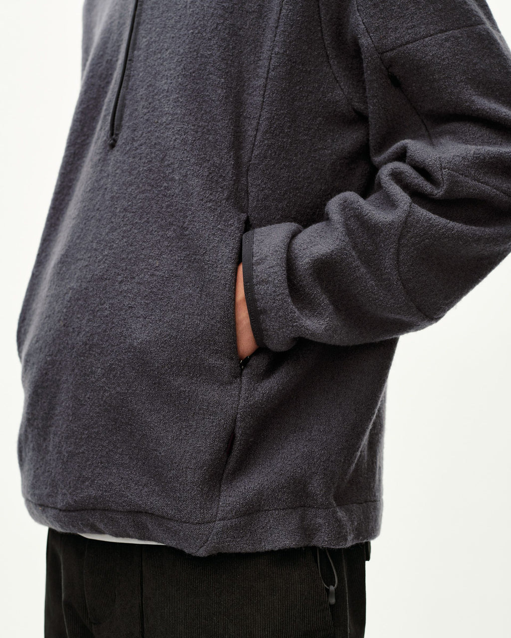 Off-Race Boiled Wool Half-Zip - Steel