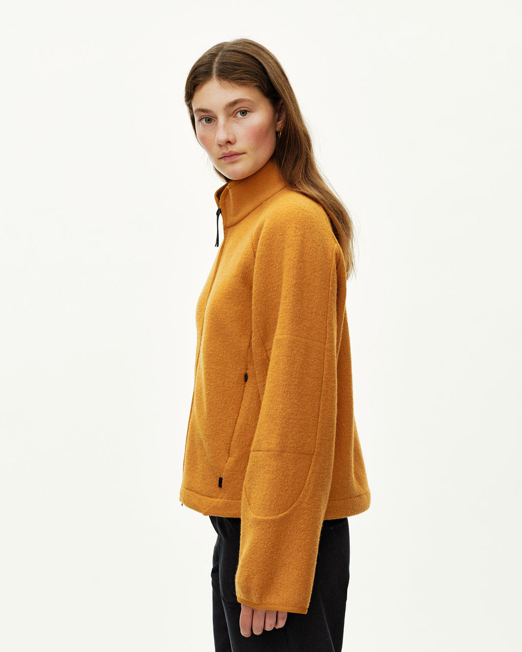 Womens Off-Race Boiled Wool Jacket - Ochre