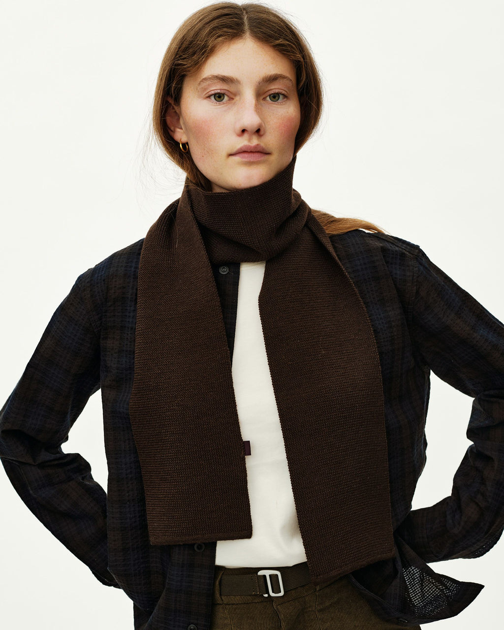 Off-Race Knit Scarf - Light Brown