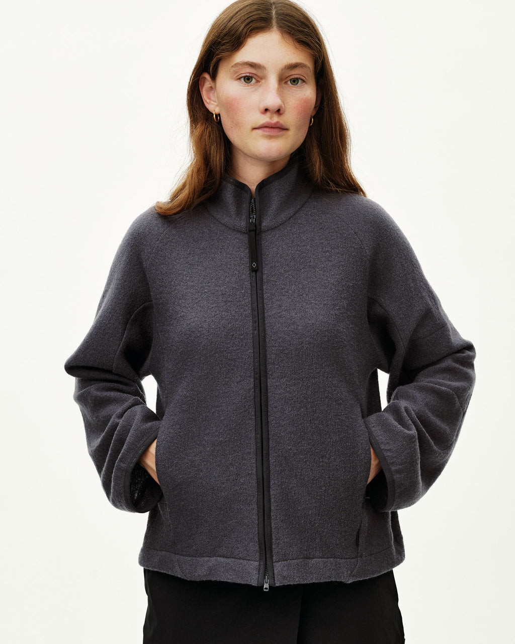 Womens Off-Race Boiled Wool Jacket - Steel