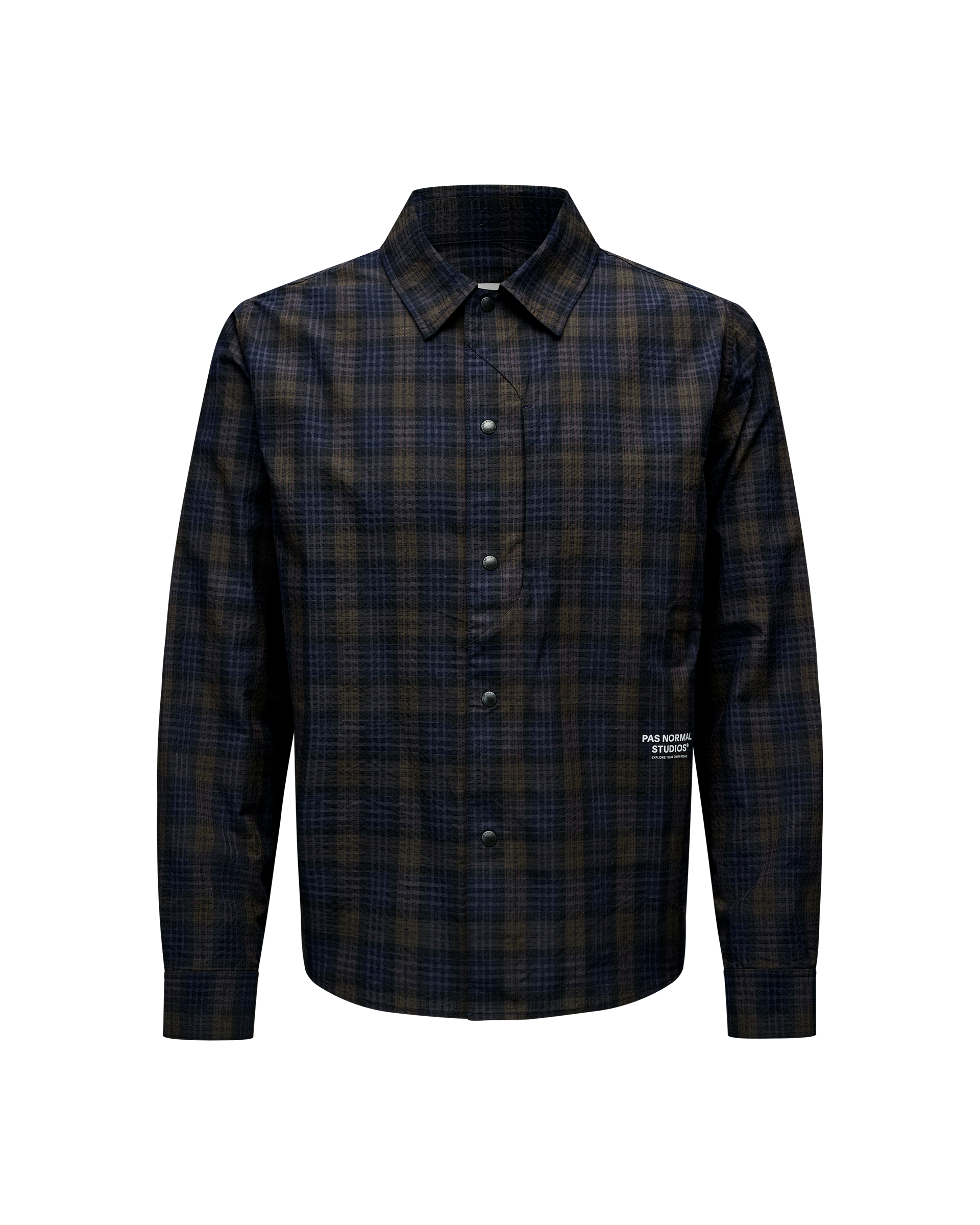Off-Race Seersucker Shirt - Dark Navy