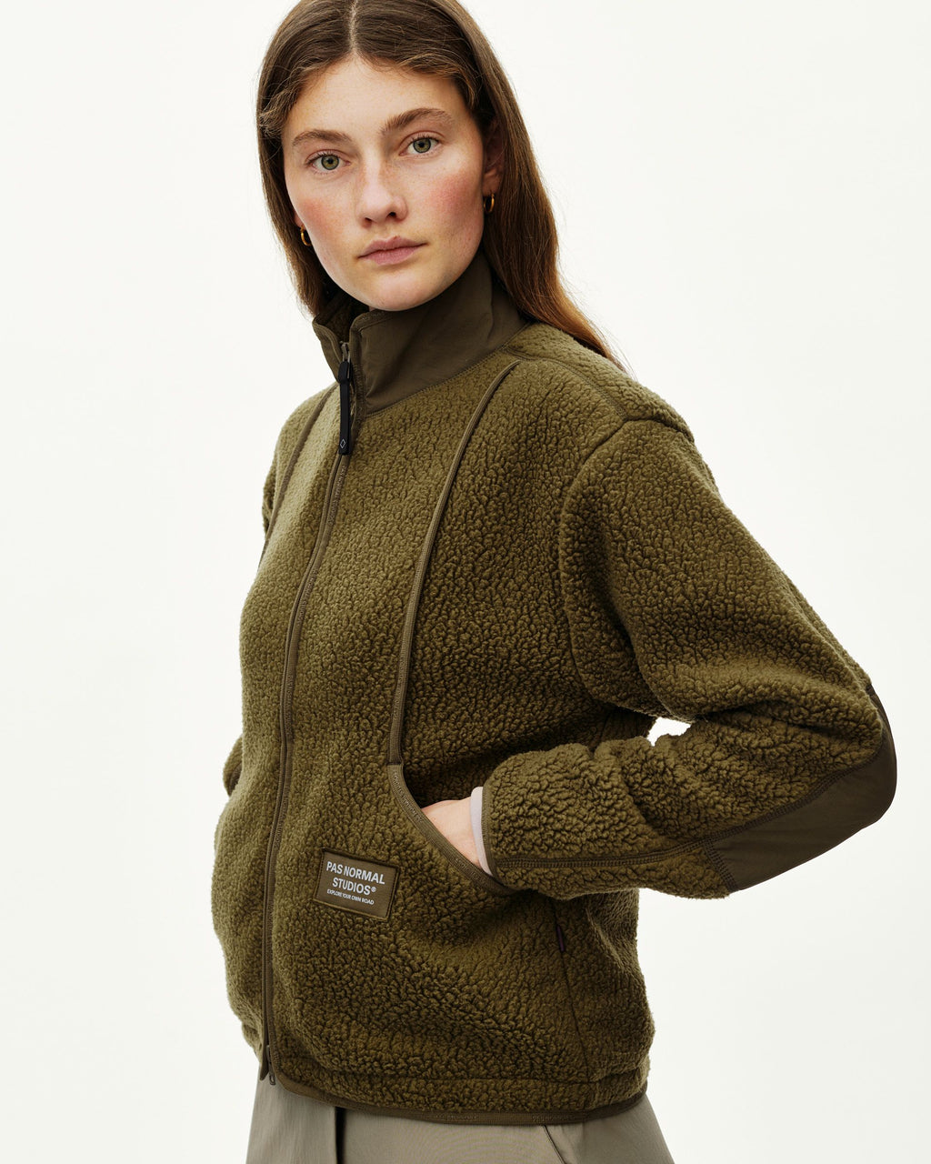 Womens Off-Race Pile Fleece Jacket - Deep Olive