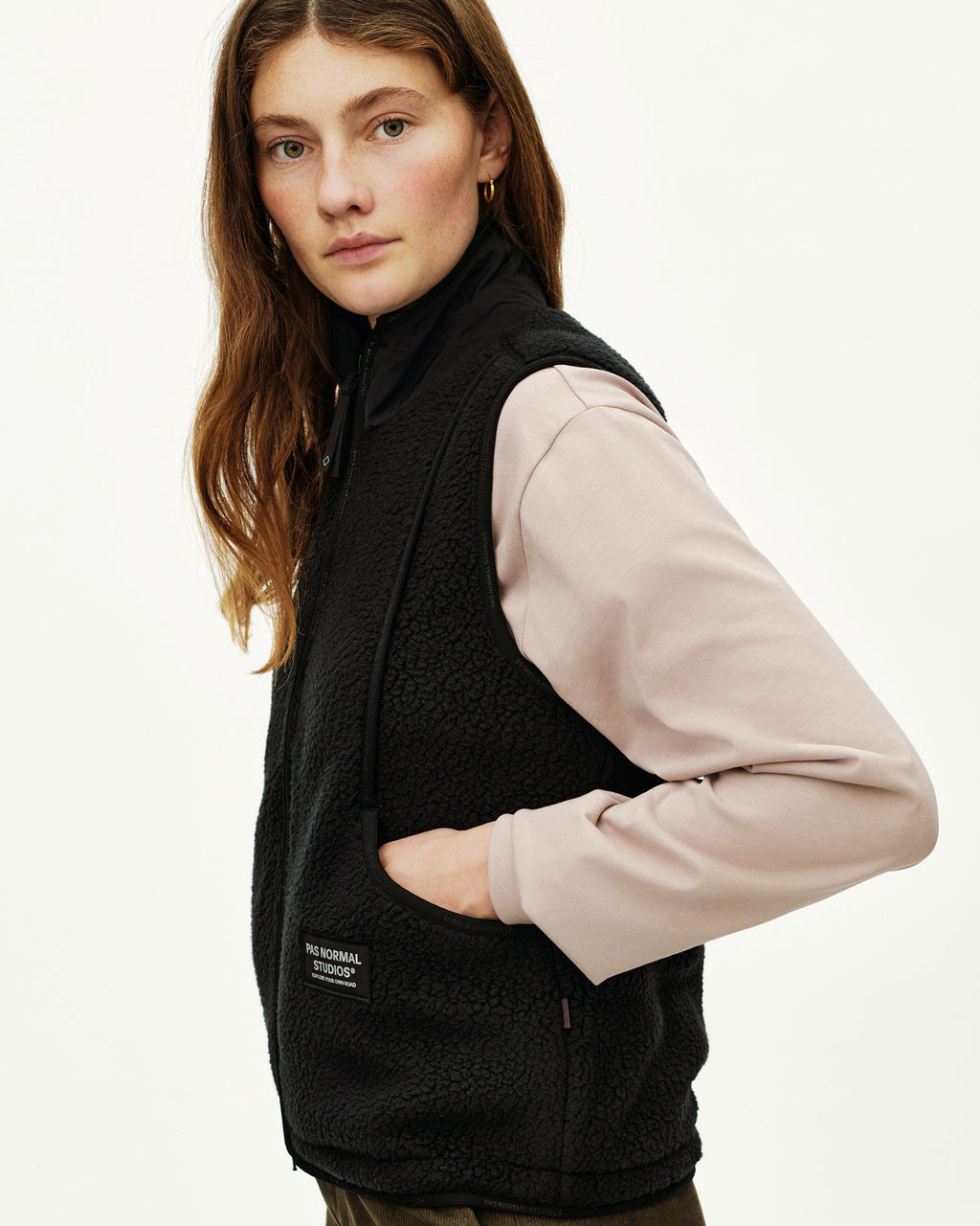 Womens Off-Race Pile Fleece Vest - Black