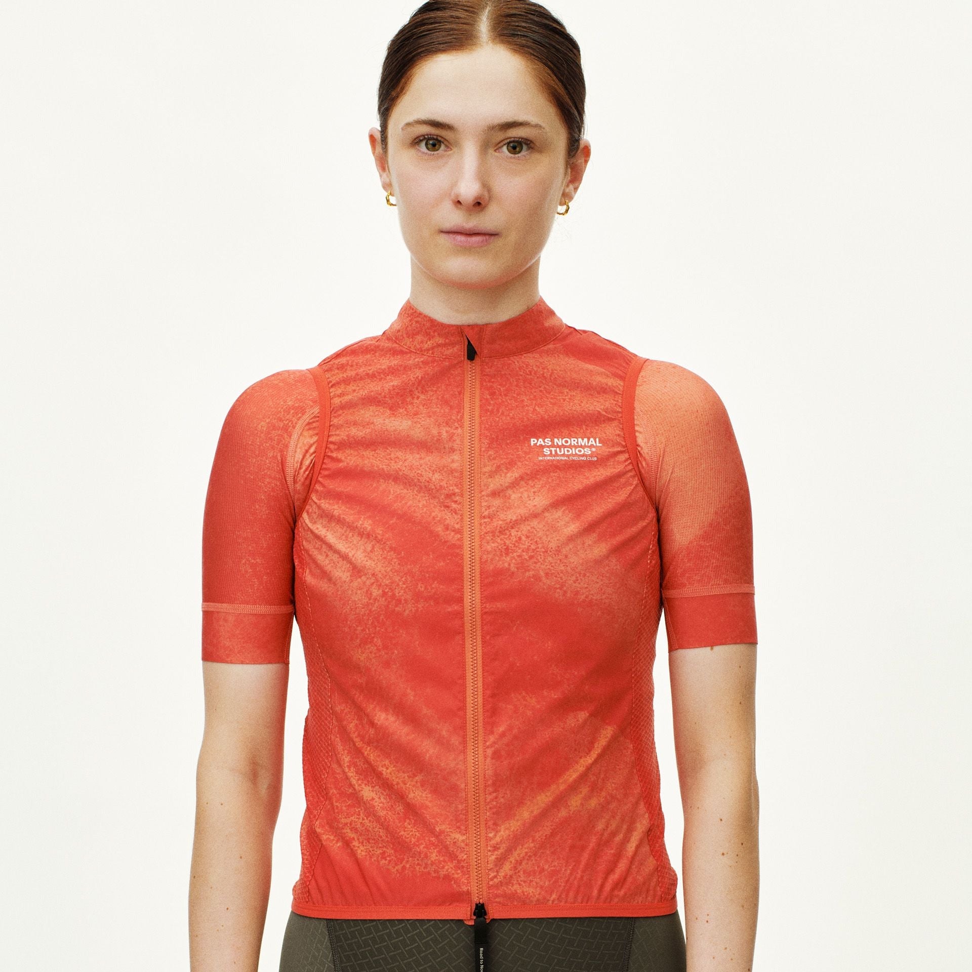 Womens Mechanism Stow Away Gilet - AOP Hibiscus Orange
