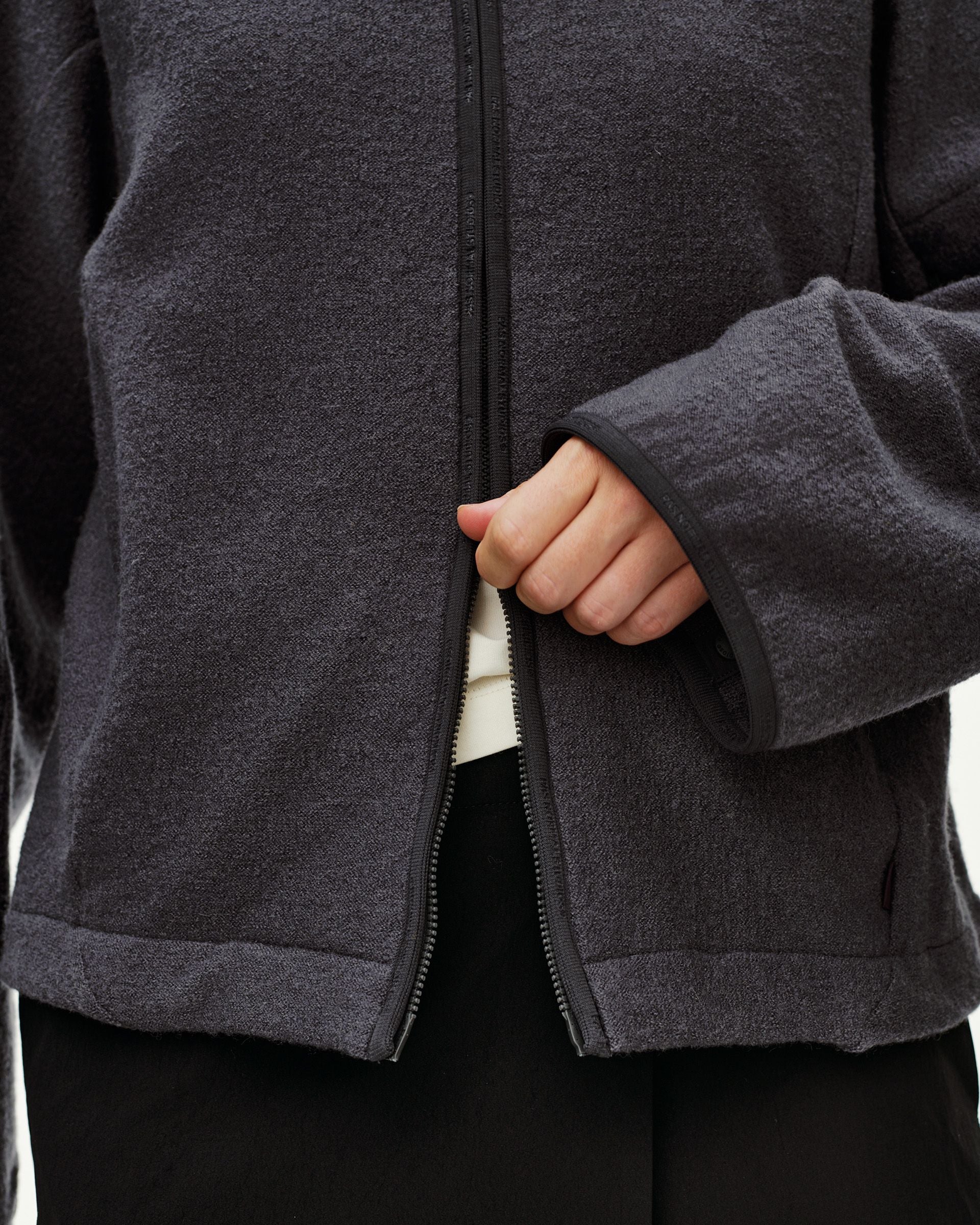 Womens Off-Race Boiled Wool Jacket - Steel