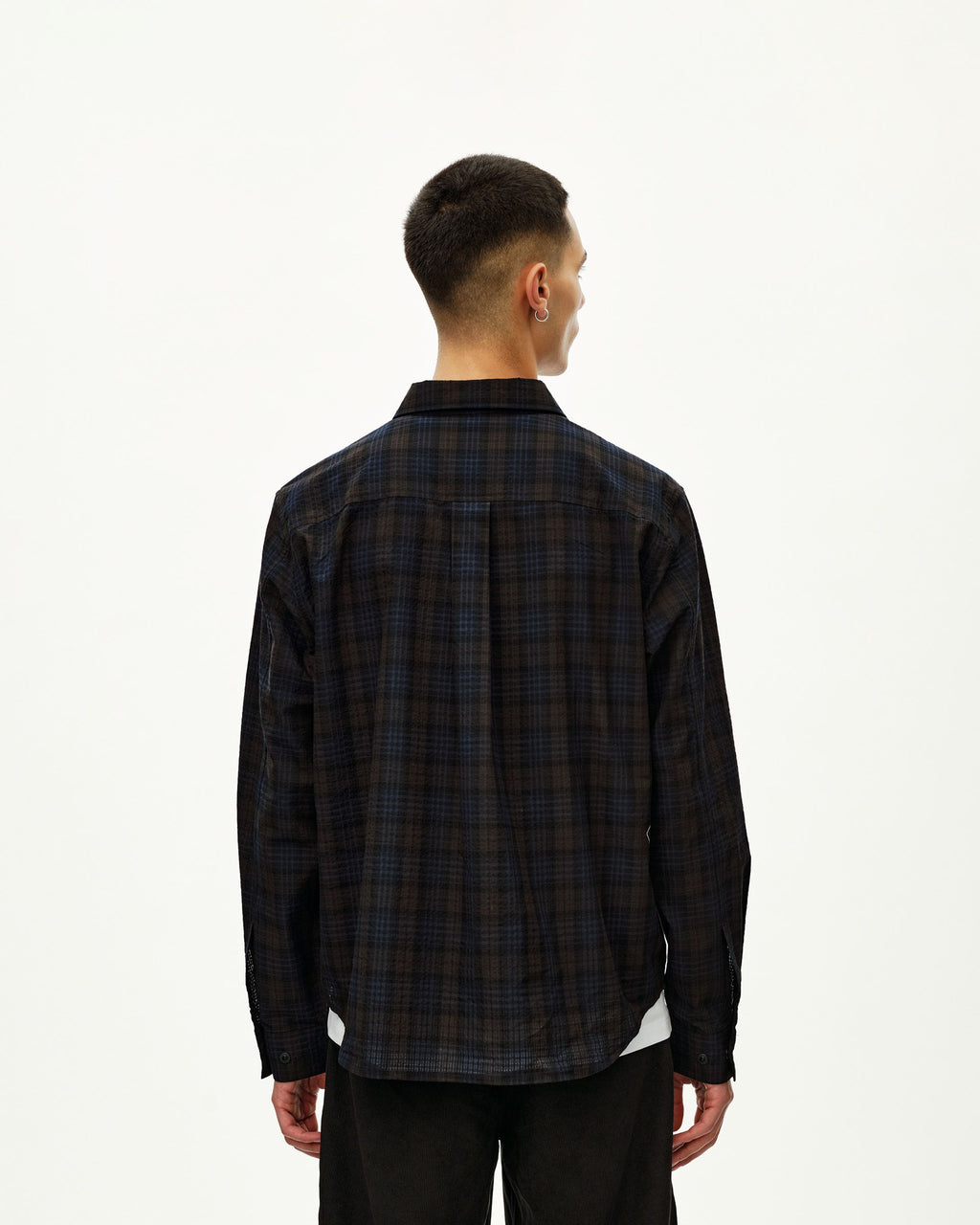 Off-Race Seersucker Shirt - Dark Navy