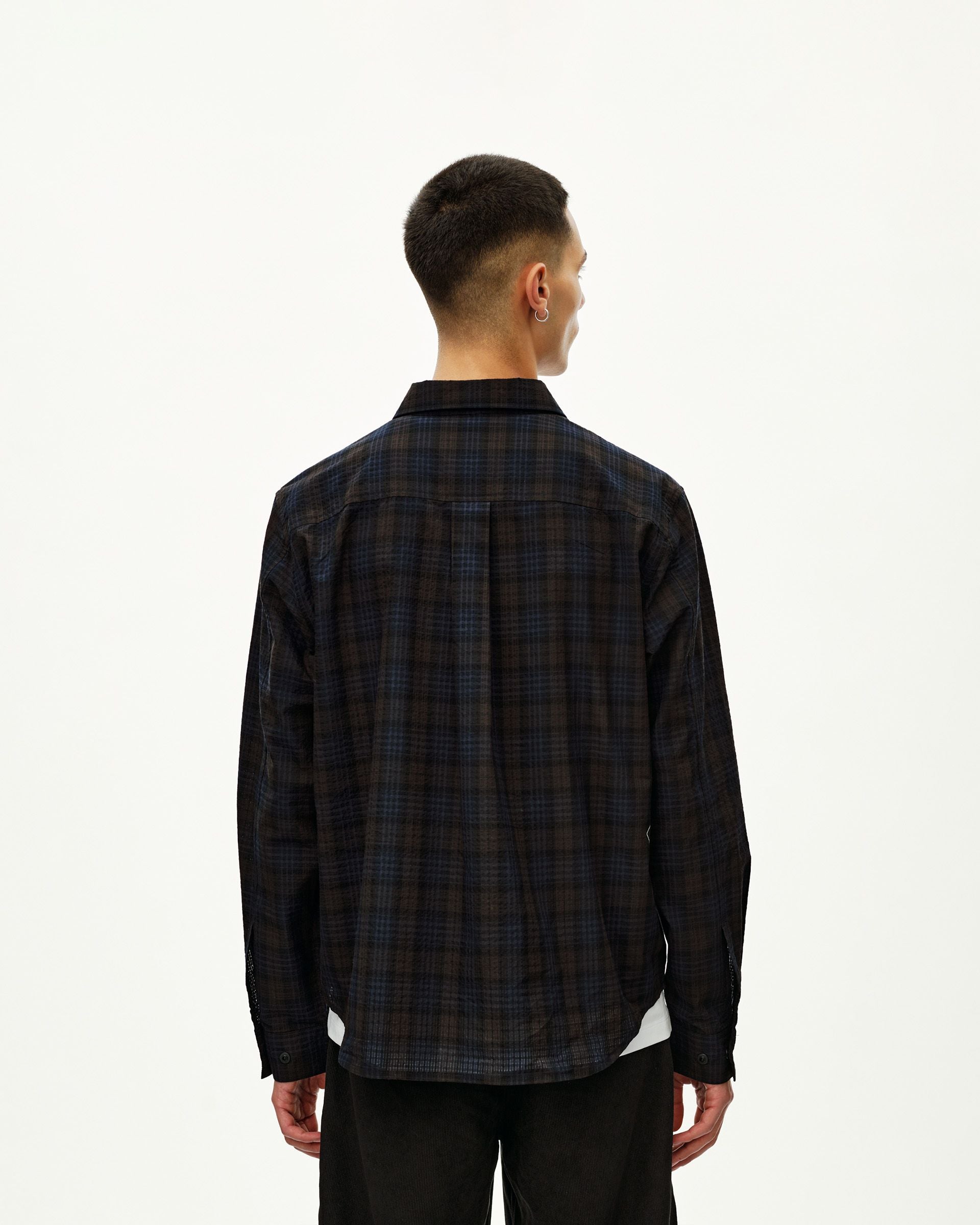 Off-Race Seersucker Shirt - Dark Navy