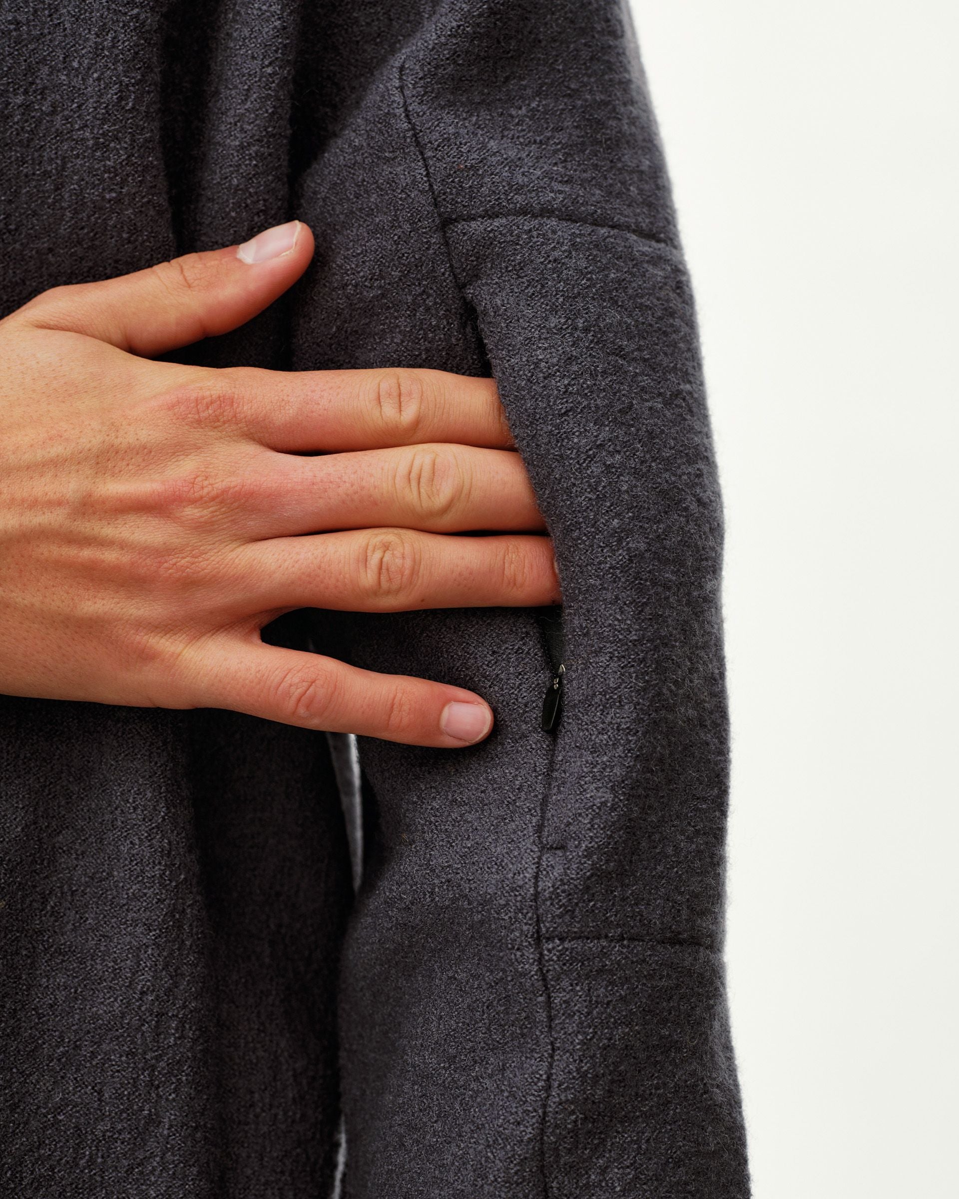 Off-Race Boiled Wool Half-Zip - Steel