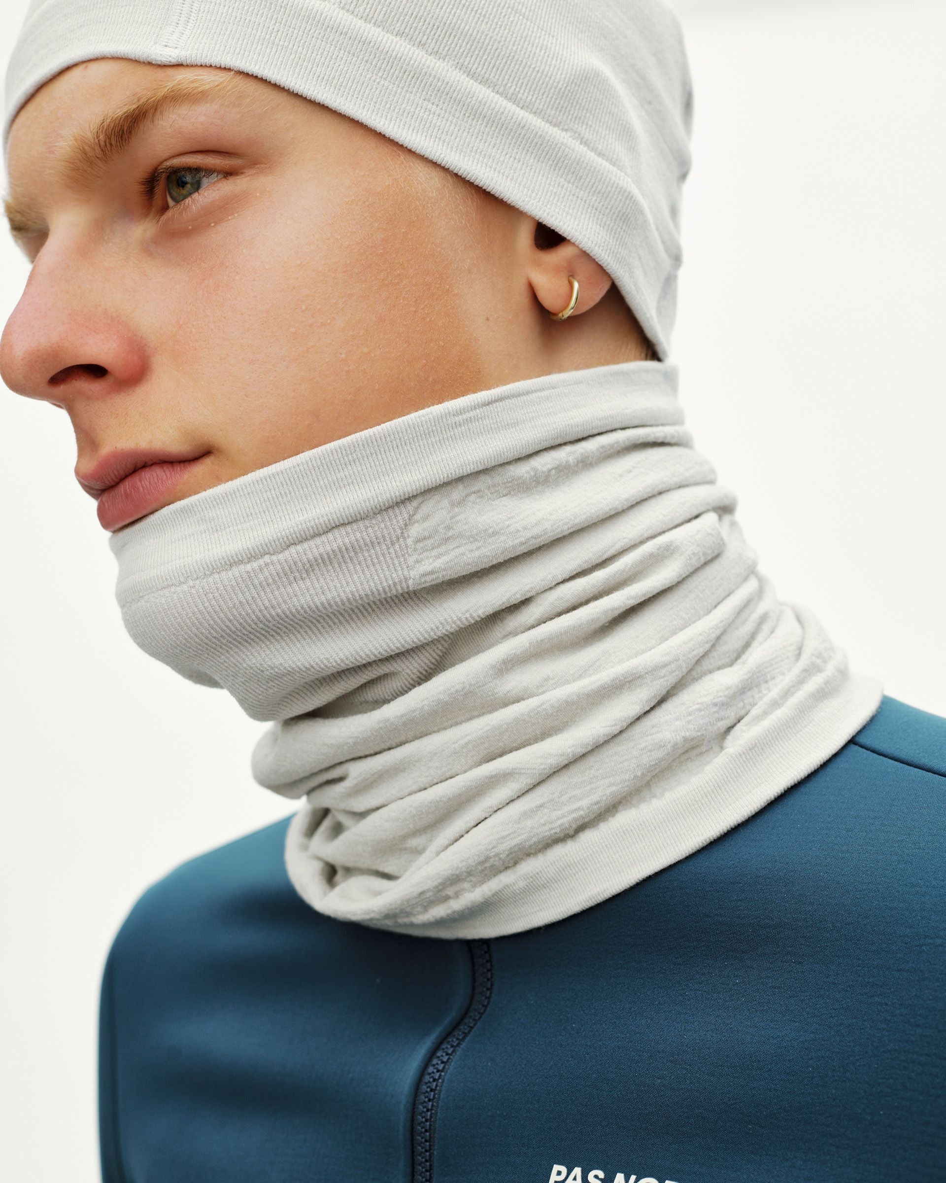 Logo Merino Knit Necktube - Misty Grey