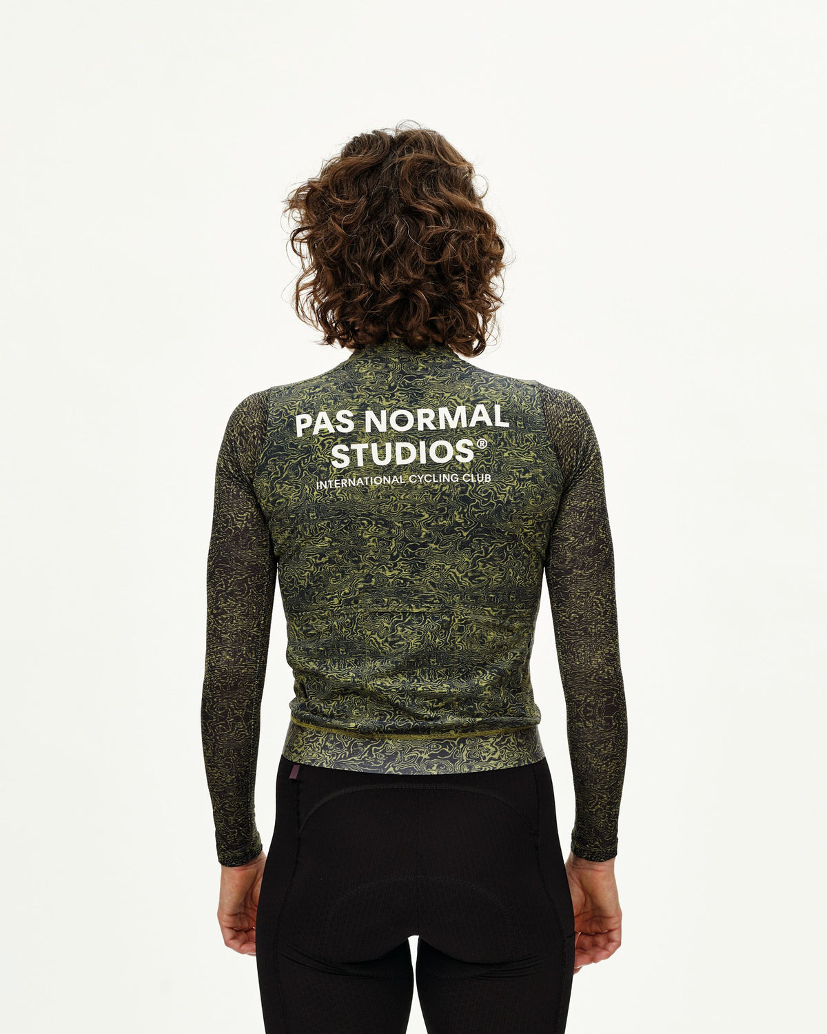 Women's Essential Light Long Sleeve Jersey - AOP Grain Dark Lime