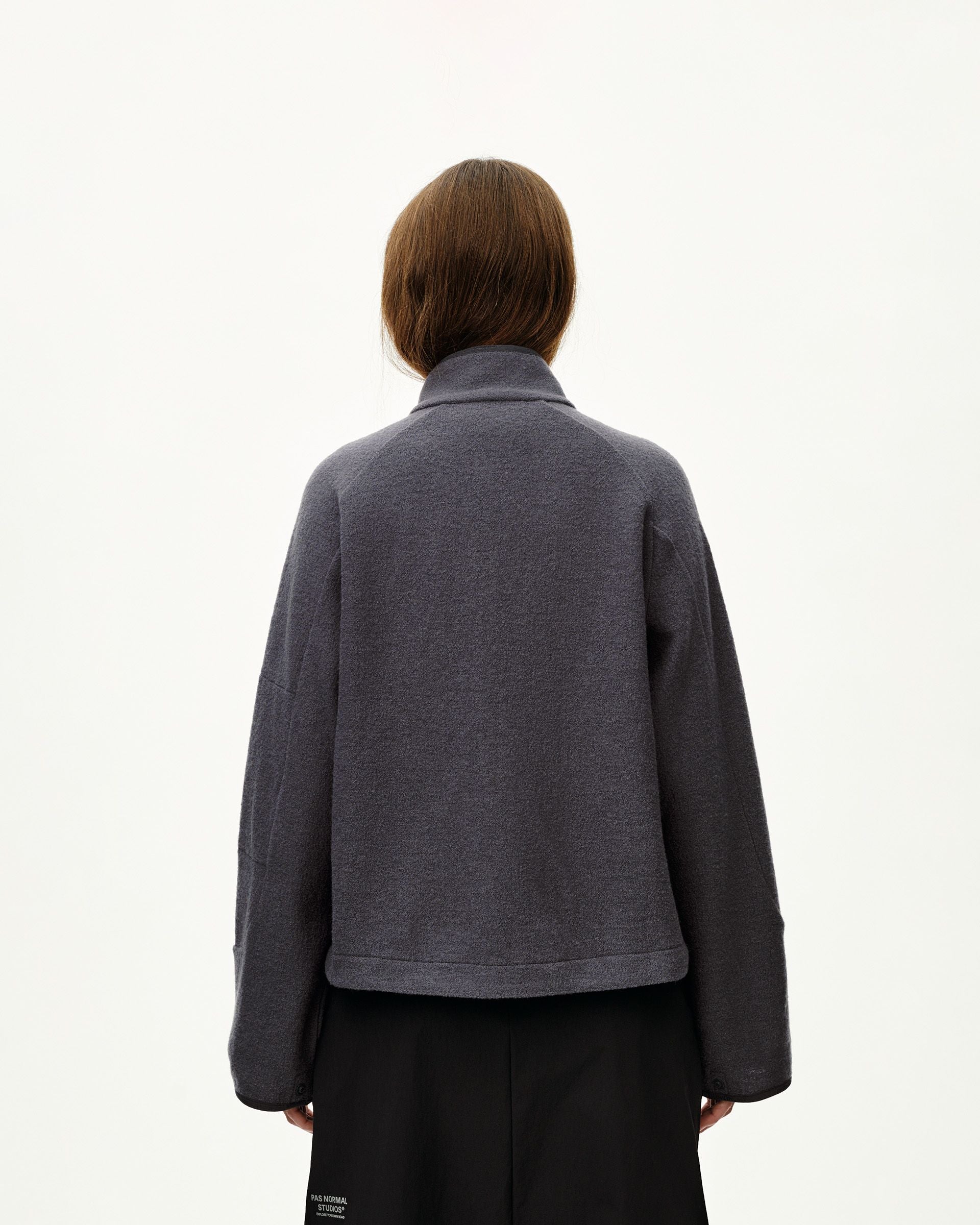 Womens Off-Race Boiled Wool Jacket - Steel