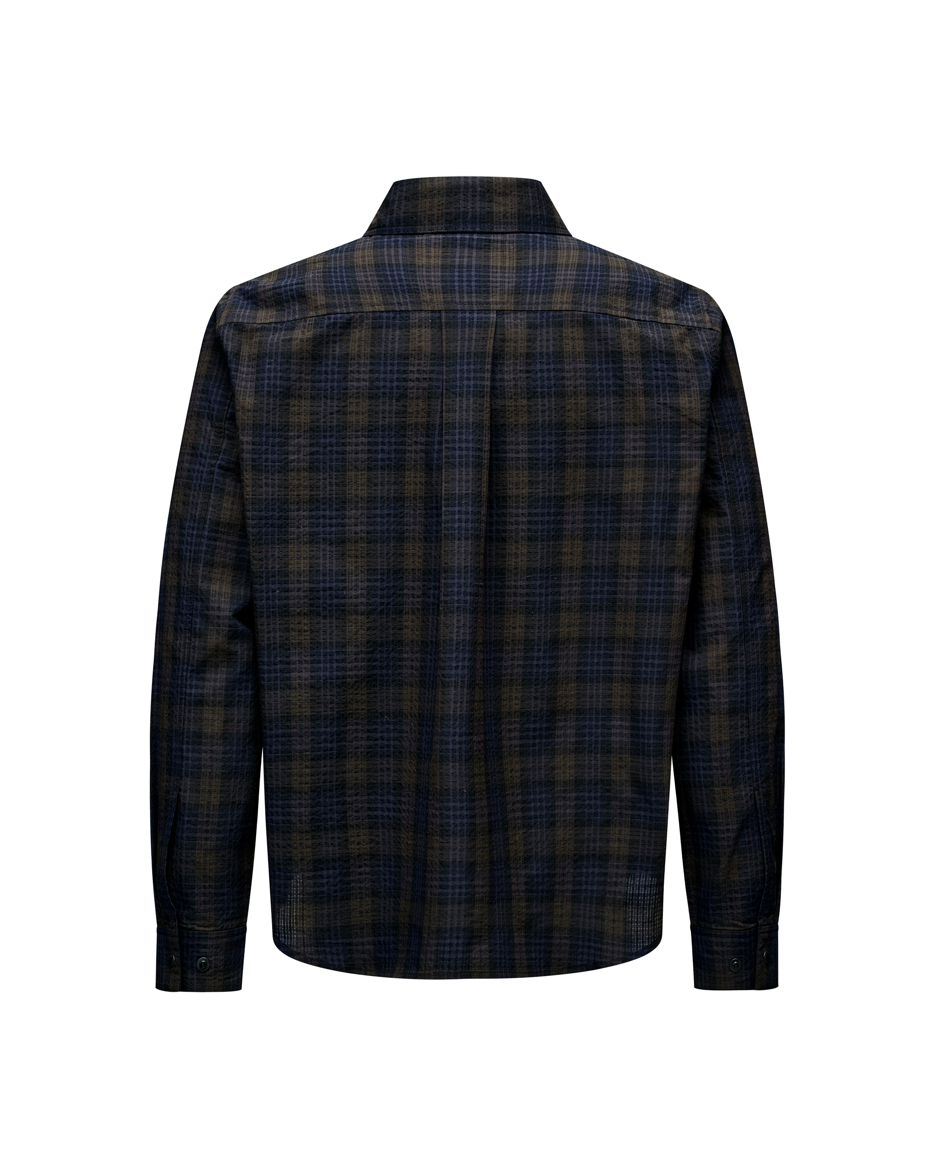 Off-Race Seersucker Shirt - Dark Navy