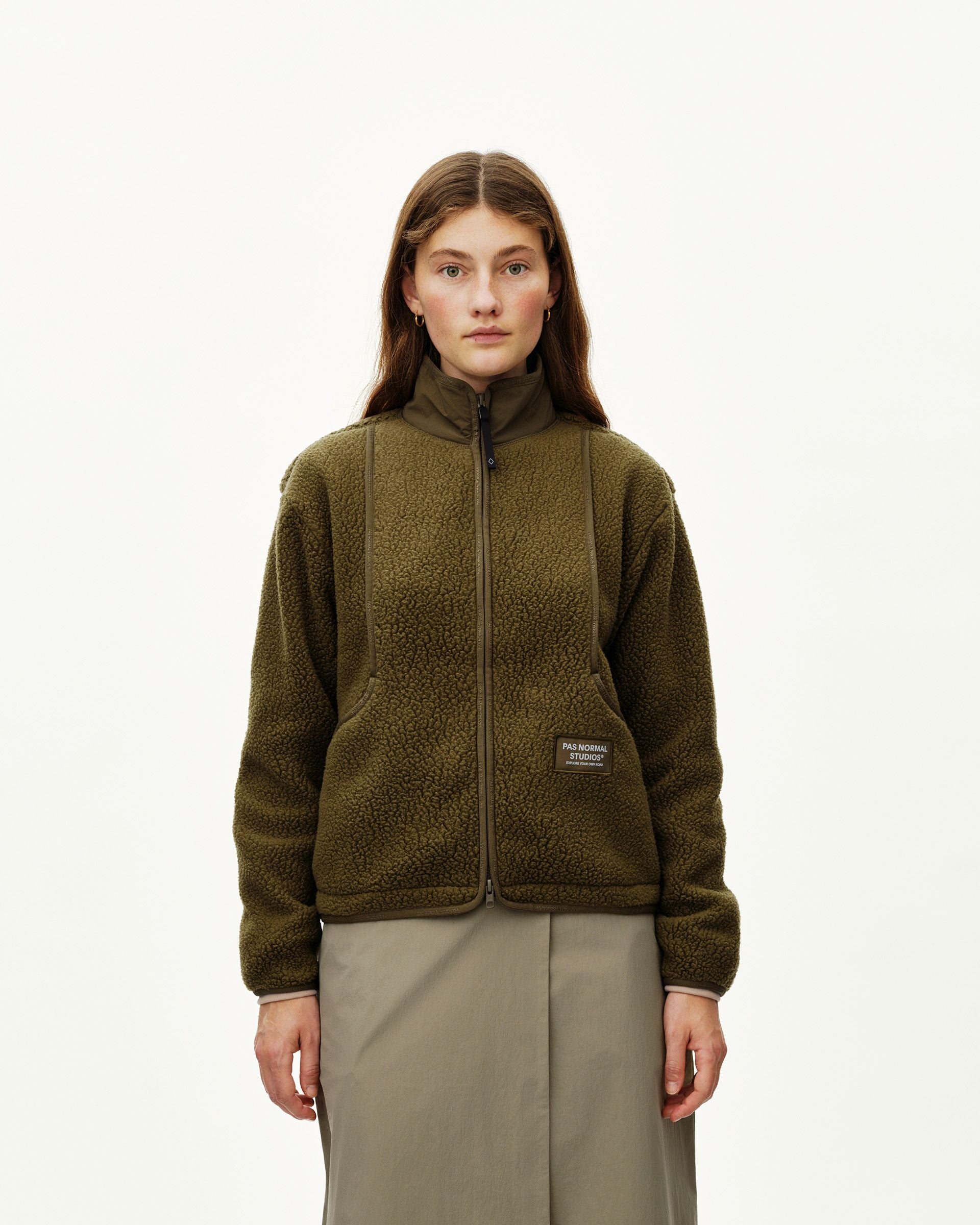 Womens Off-Race Pile Fleece Jacket - Deep Olive