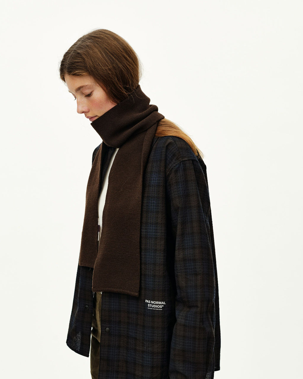 Off-Race Knit Scarf - Light Brown