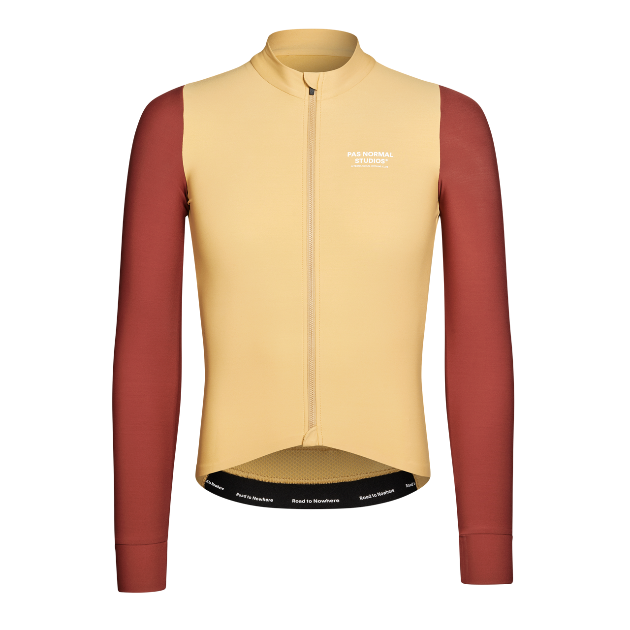 Pas Normal Studios Men's Mechanism Long Sleeve Jersey - Camel / Maroon