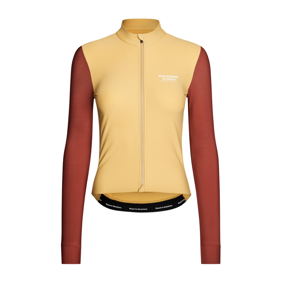 Pas Normal Studios Women's Mechanism Langærmet trøje til mænd - Camel / Maroon 