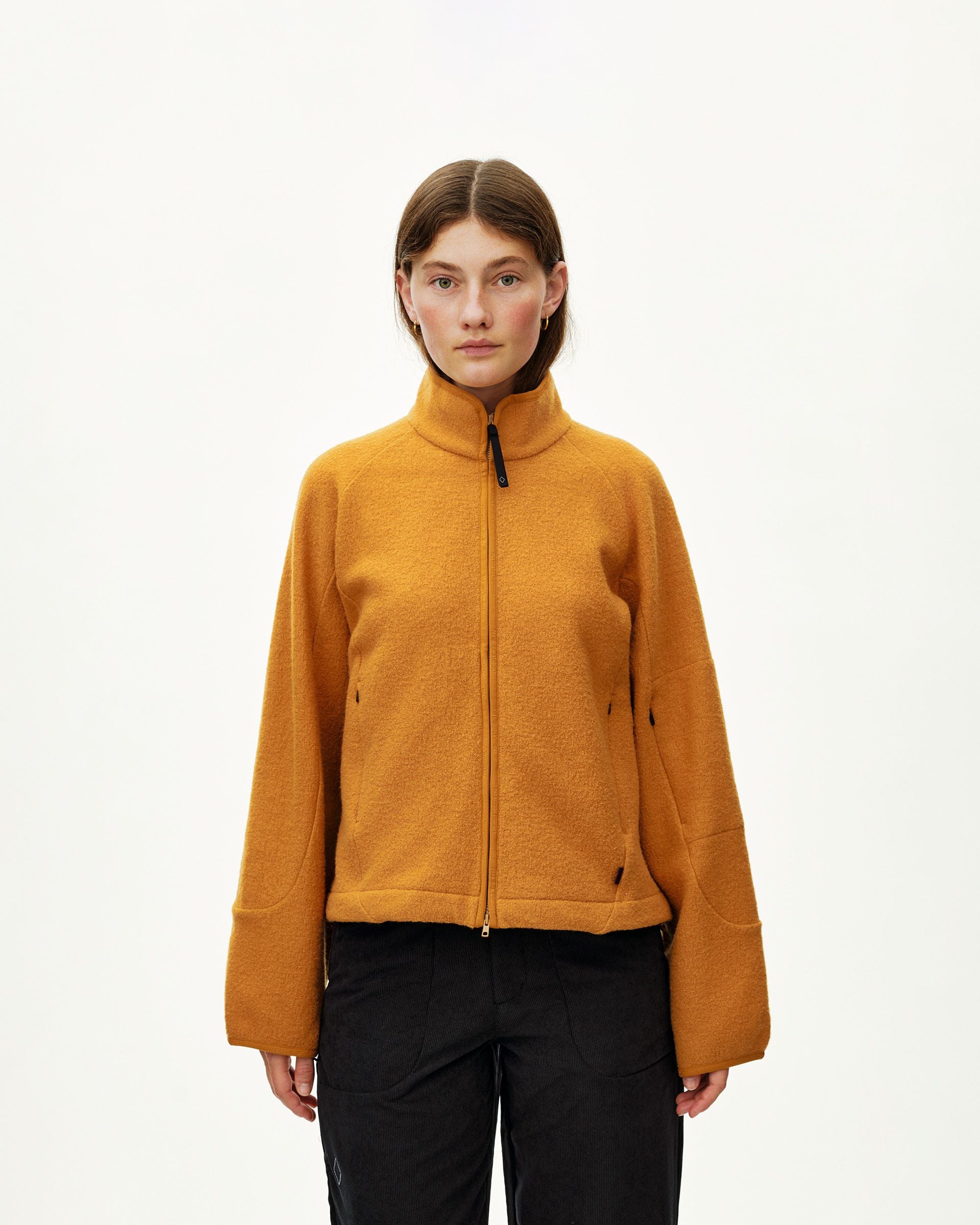 Womens Off-Race Boiled Wool Jacket - Ochre