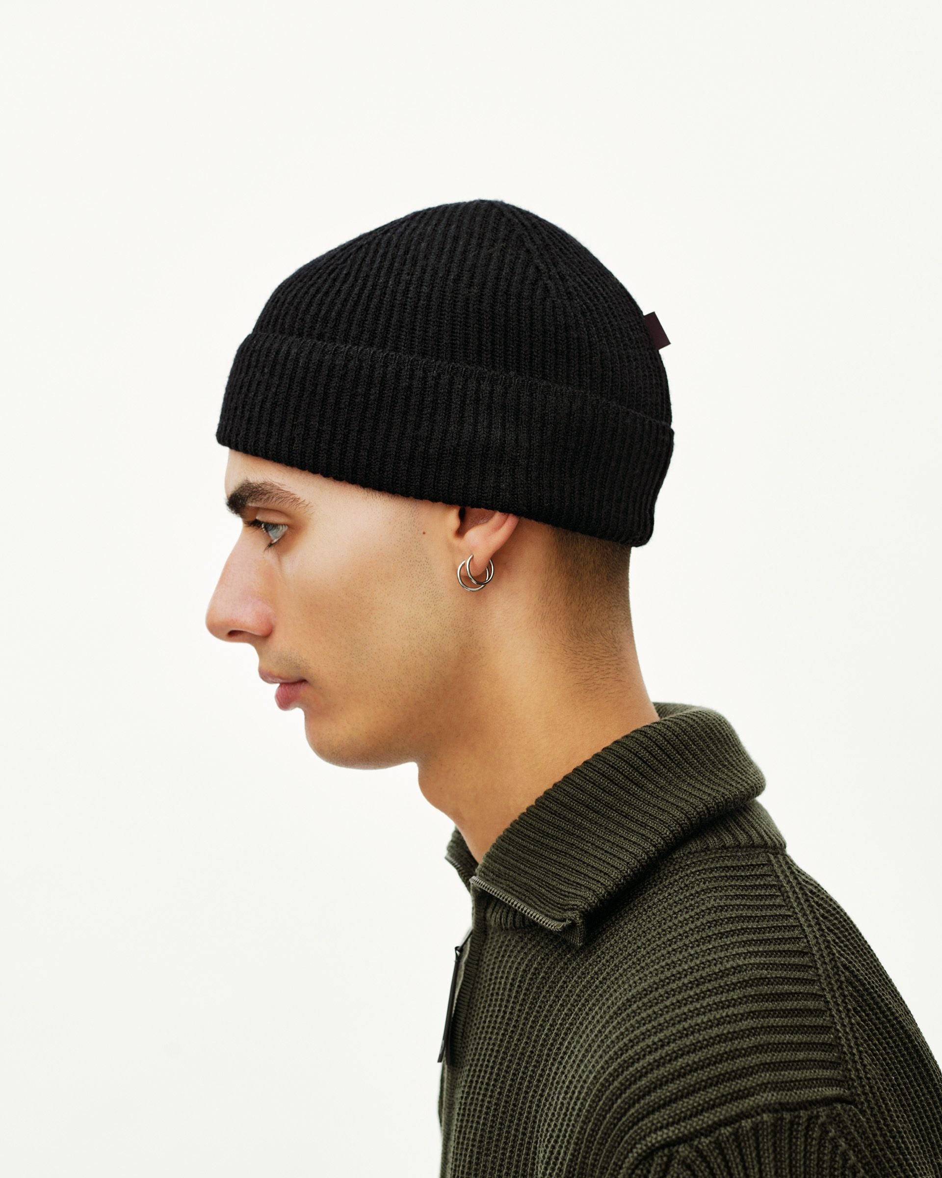 Off-Race Merino Knit Beanie - Black