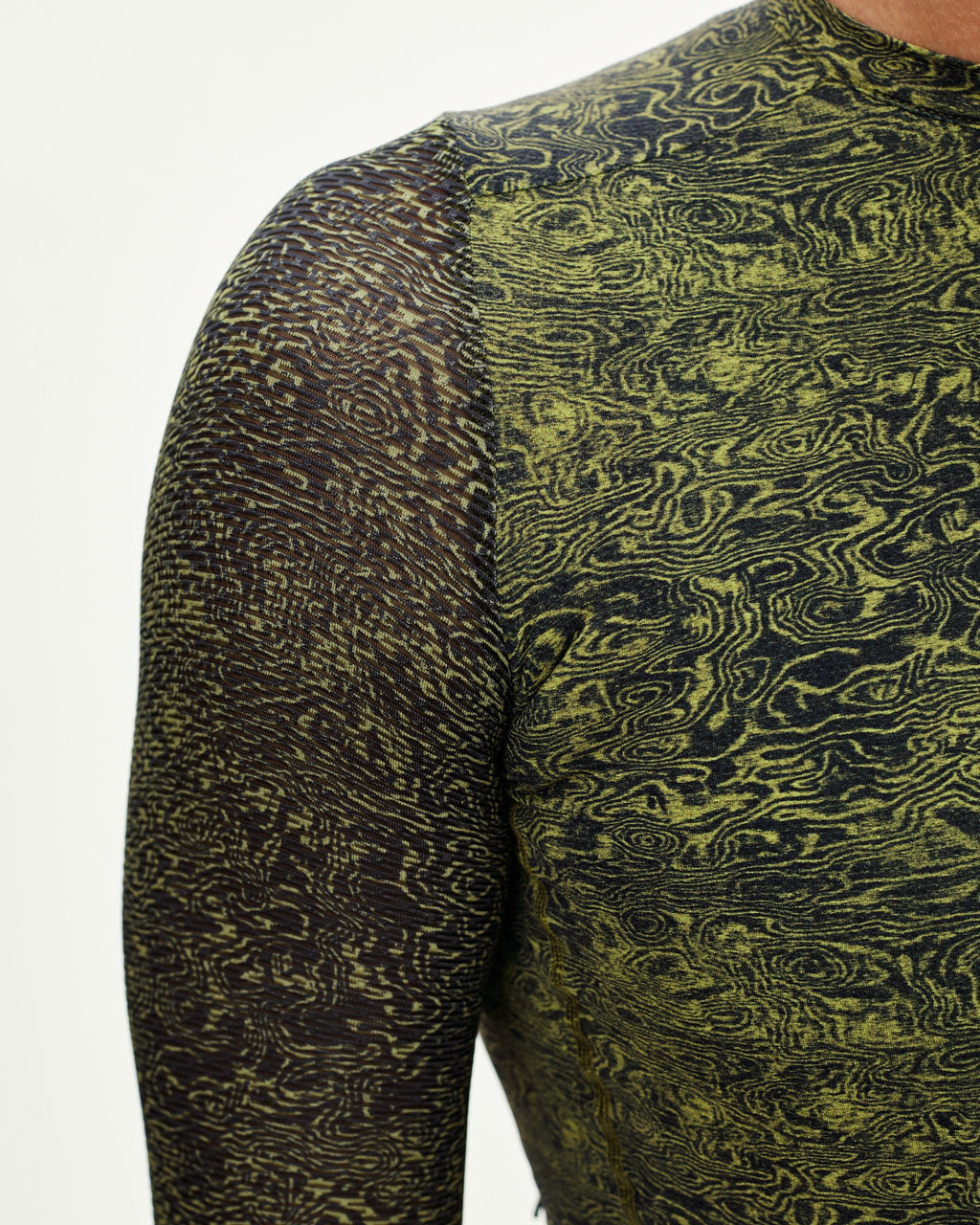 Essential Light Long Sleeve Jersey - AOP Grain Dark Lime